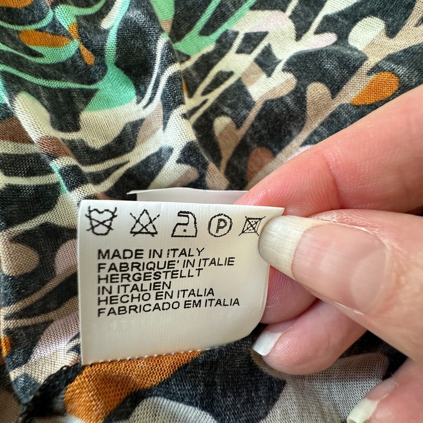 Vintage Y2K Stunning Missoni Teal White & Orange Abstract Floral Jersey Skirt 10
