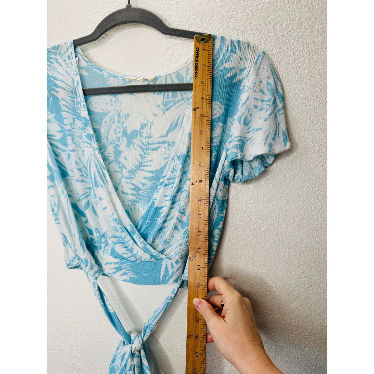 Sugarcloth SET Ivory Blue Floral Crop Top & Faux Wrap Skirt S