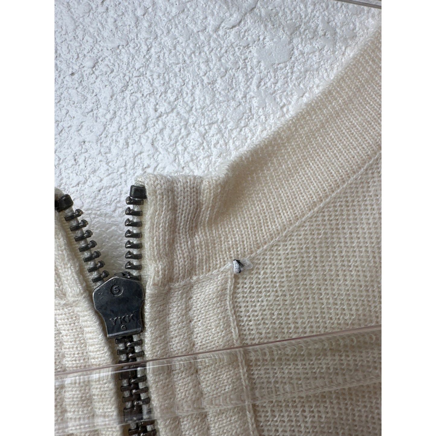 Vince Striped Sweater Cream Navy Women's US L High Low Back Zip