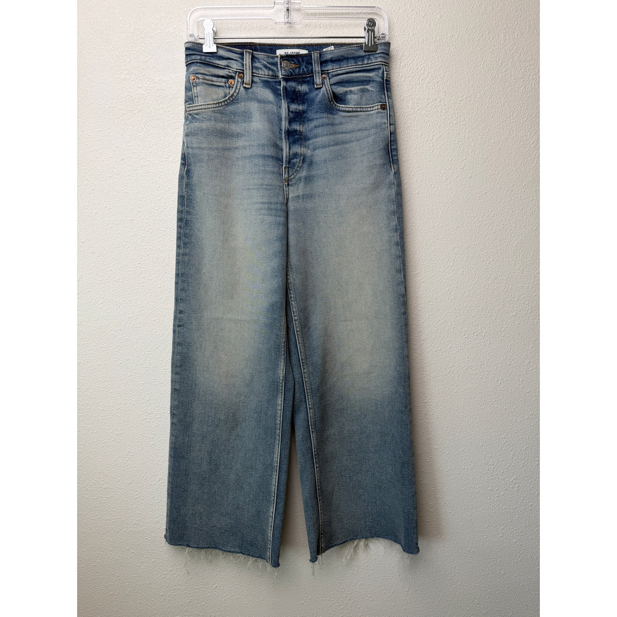 RE/DONE Blue High Rise Wide Leg Crop Jeans Women's 26