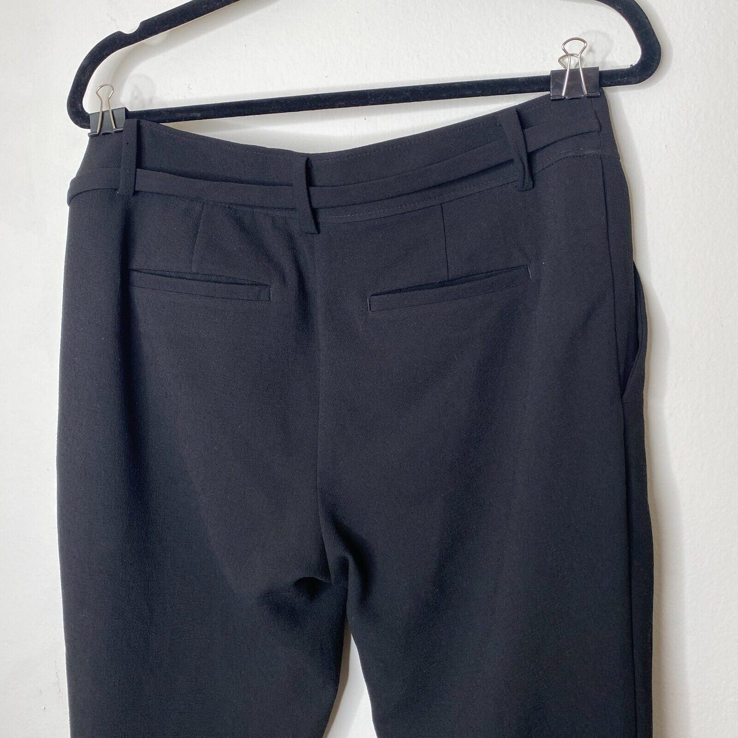 Loft Jet Black Capri Trouser Pants Hook Eye Closure Cute Tie Front 6 Petite