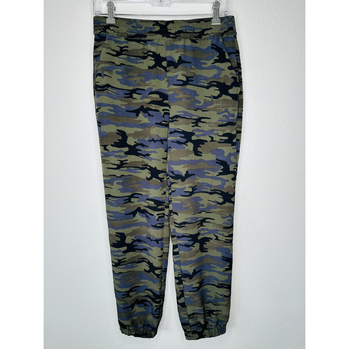 Sanctuary Green Black Blue Camo Print Cinch Waist Banded Joggger S