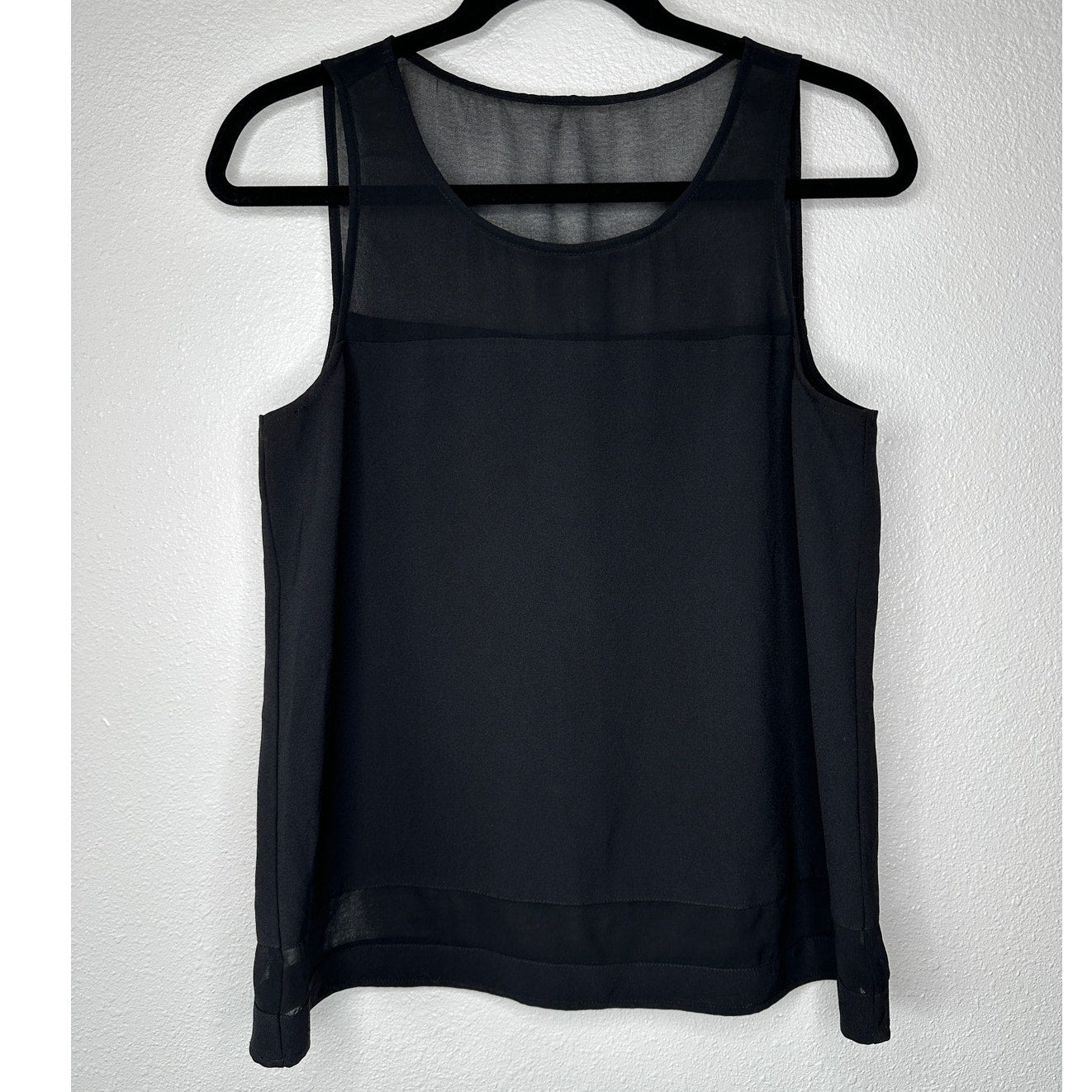 Jack Black Sheer Mixed Media Sleeveless Round Neck Tank Top S
