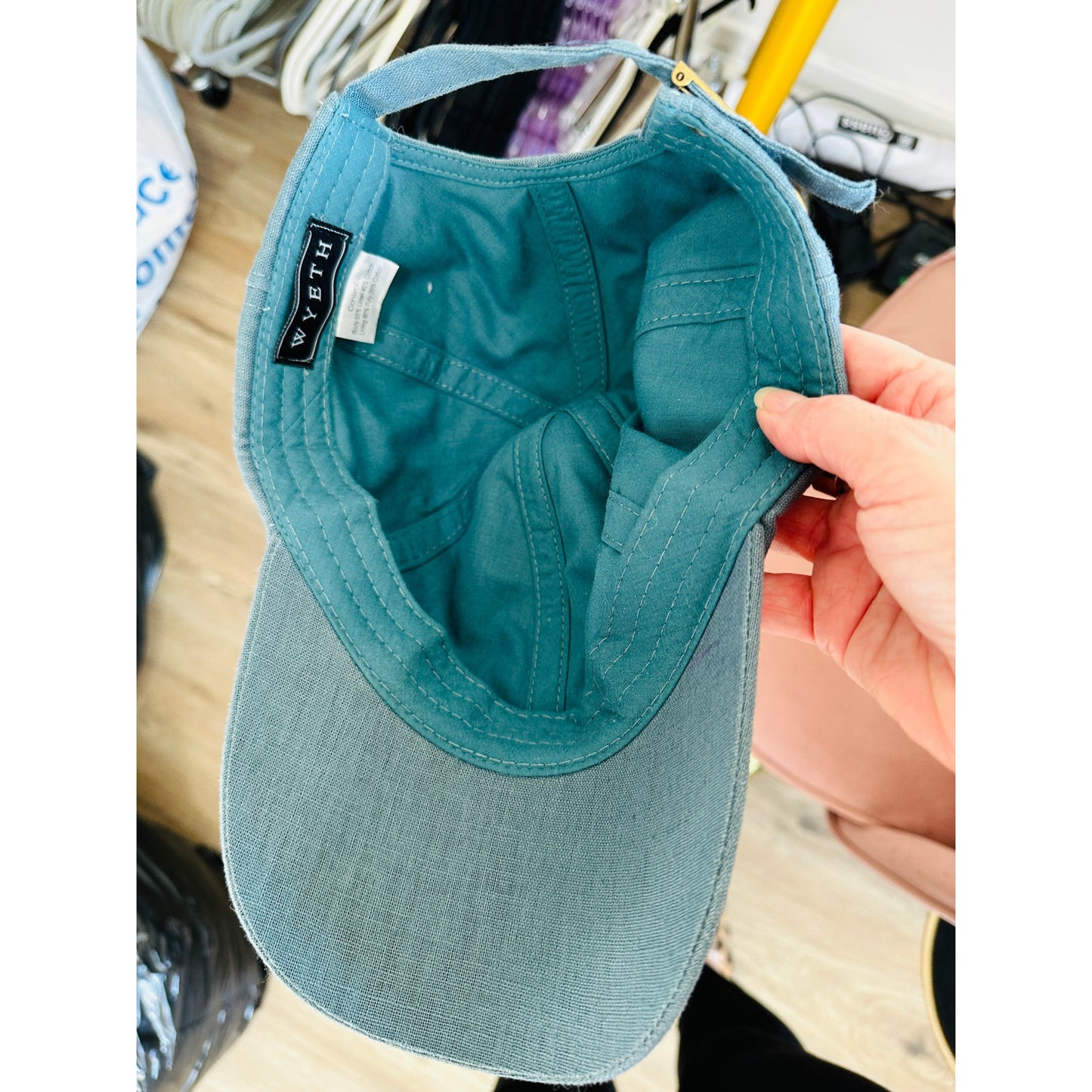 Wyeth Spencer in Muted Blue Green Linen Adjustable Baseball Dad Hat Cap