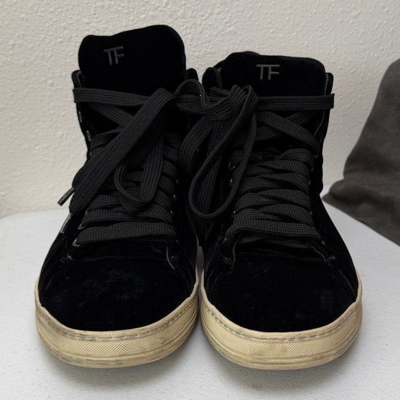 Tom Ford Black Suede High Top Sneakers Size EU 44