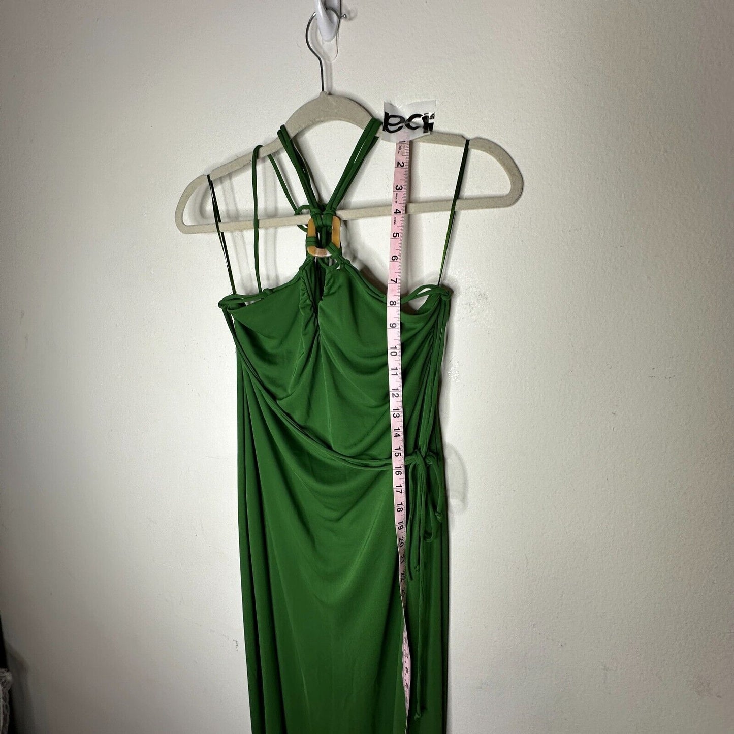 Zara Emerald Green Strapless V-Neck Keyhole Halter Top Tie Back Maxi Dress M