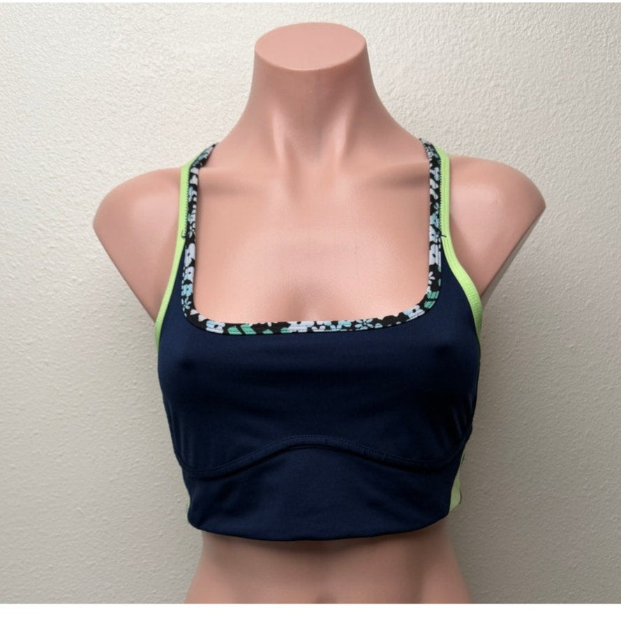 Free People Movement Navy Floral Racerback Sports Bra Women S