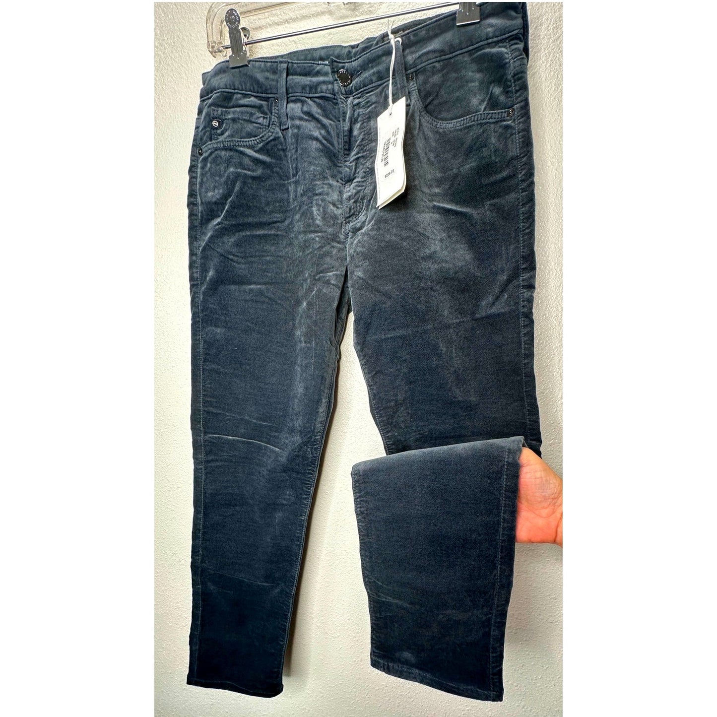 NWT AG Adriano The Farrah Steel Gray High Waist Skinny Velvet Jeans
