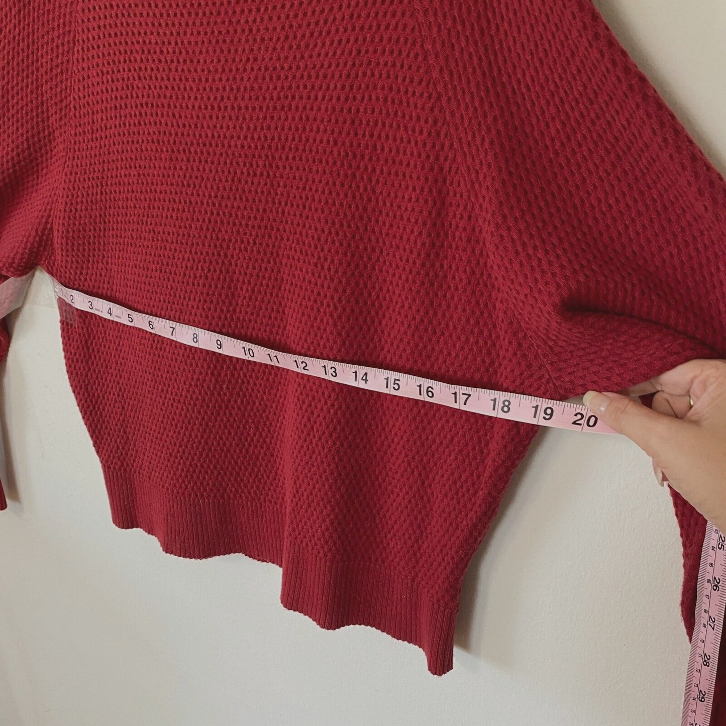 Target Prologue Red Waffle Knit Mock Neck Long Sleeve Sweater S Cotton Wool