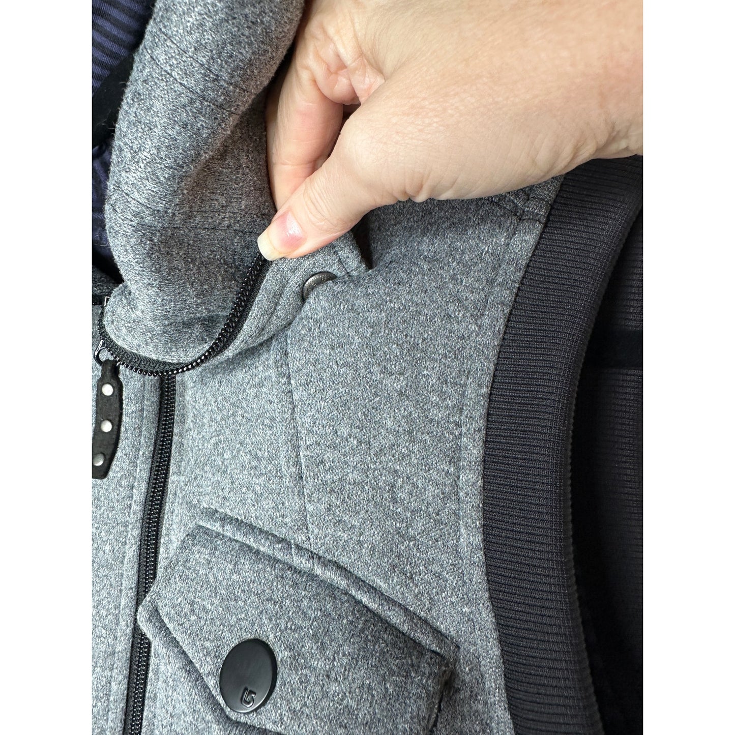 Burton Gray & Black Dry Ride Starr Hooded Zip Snowboard Vest M