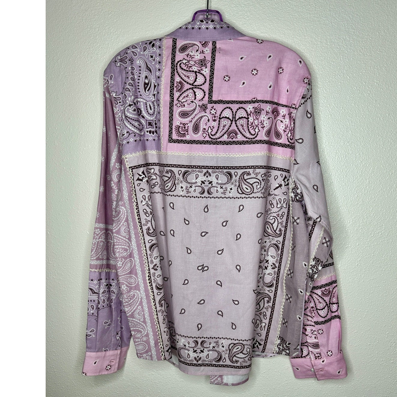 NWT Amiri Lavender Bandana Flannel Button Shirt XL