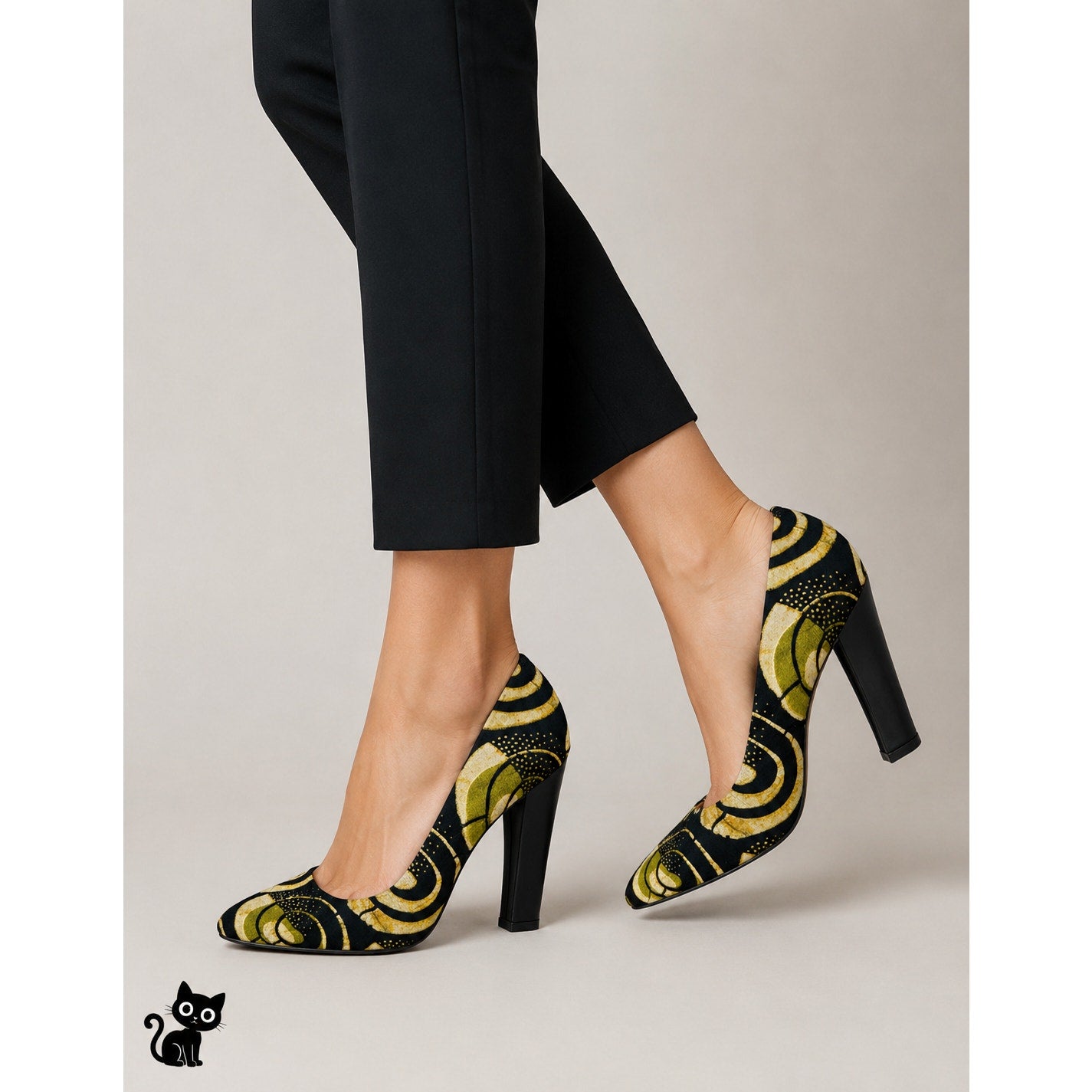 Dries Van Noten Italy Silk Leather Black Green Tan Platform 5" Heel Shoe 37.5 / 7.5