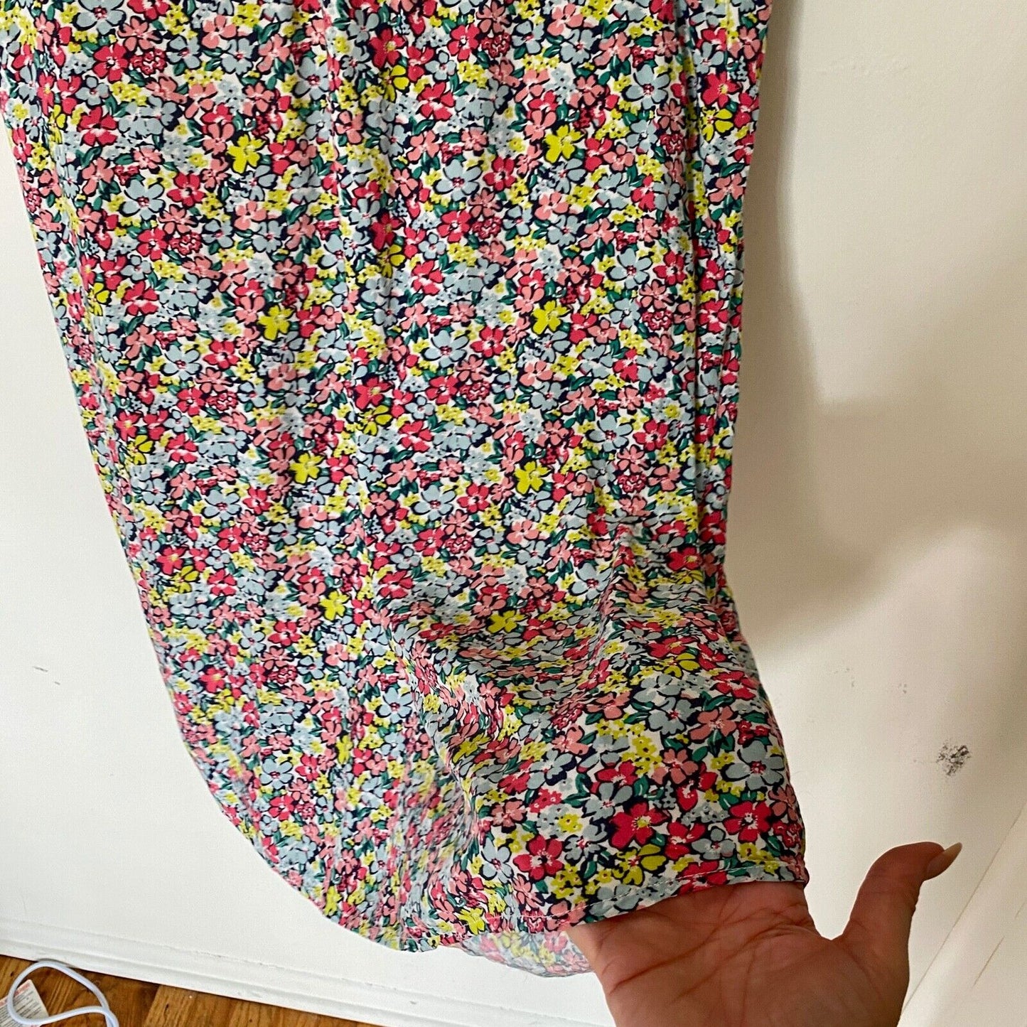 Gap Cute Pink Multi-Color Floral Sleeveless V-Neck Shift Dress Tie Back XS
