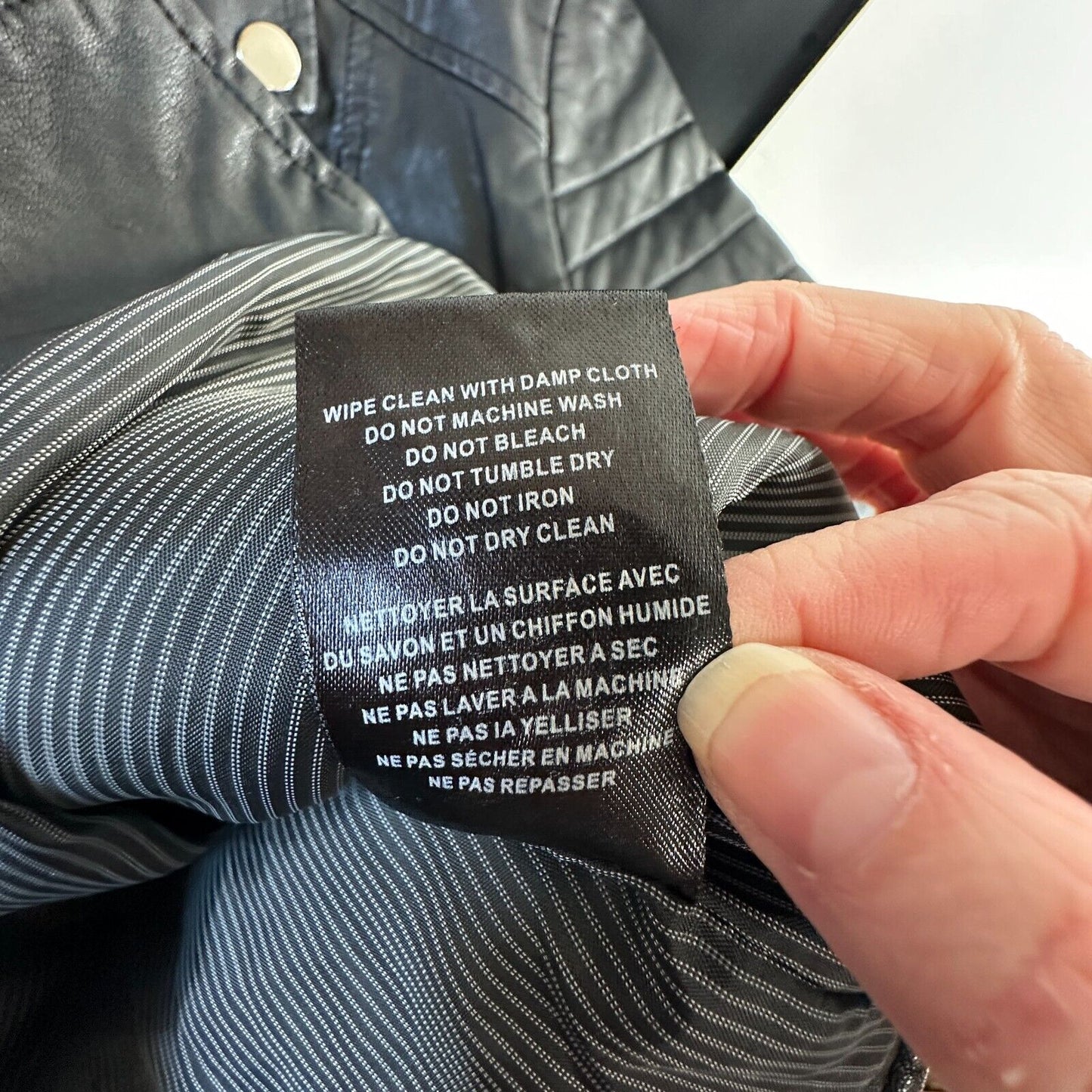 BlankNYC Black Faux Leather Zip Moto Jacket Quilted Shoulders & Back Design SM