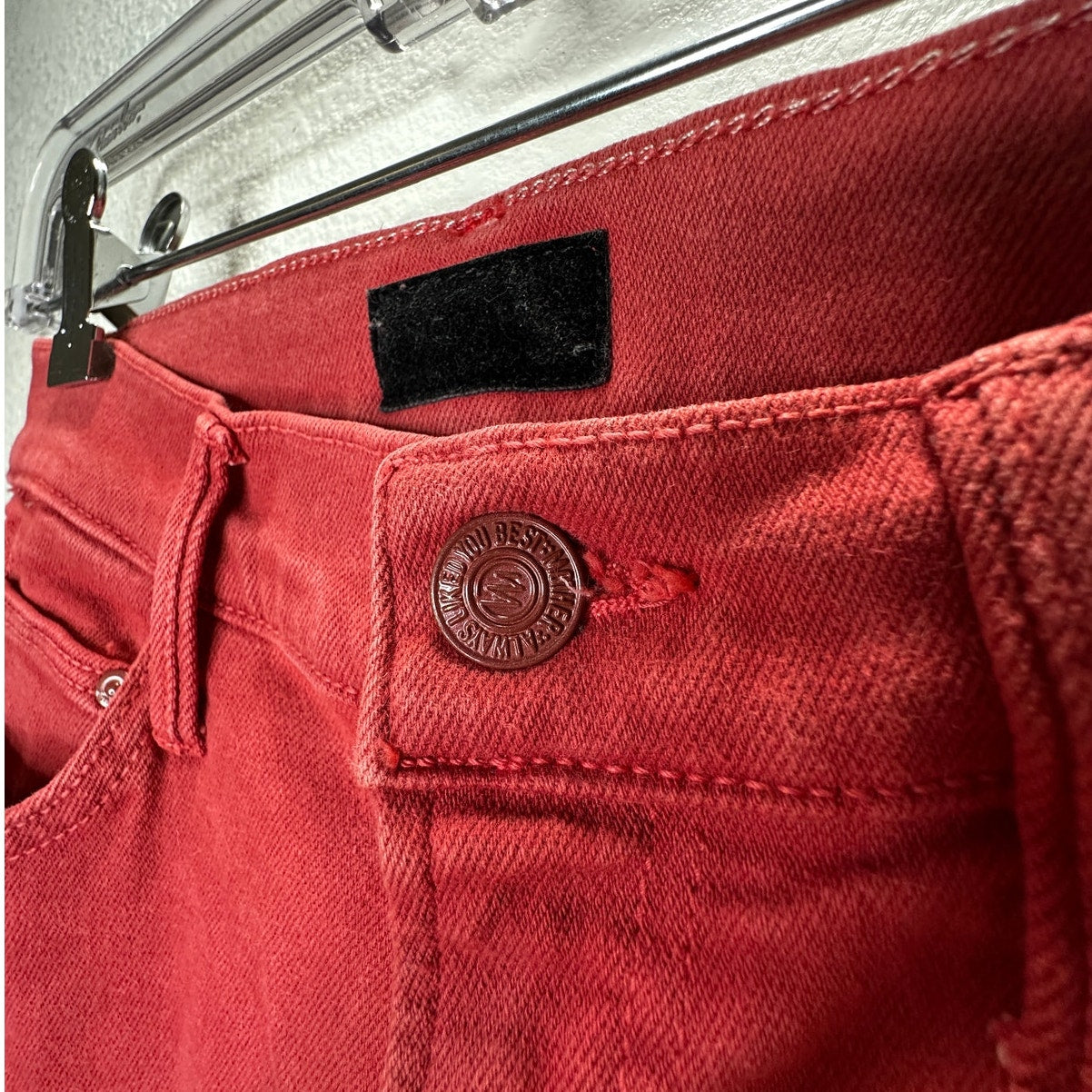 Mother Hotrod Red Insider Crop Step Fray Second Chance Jeans 26