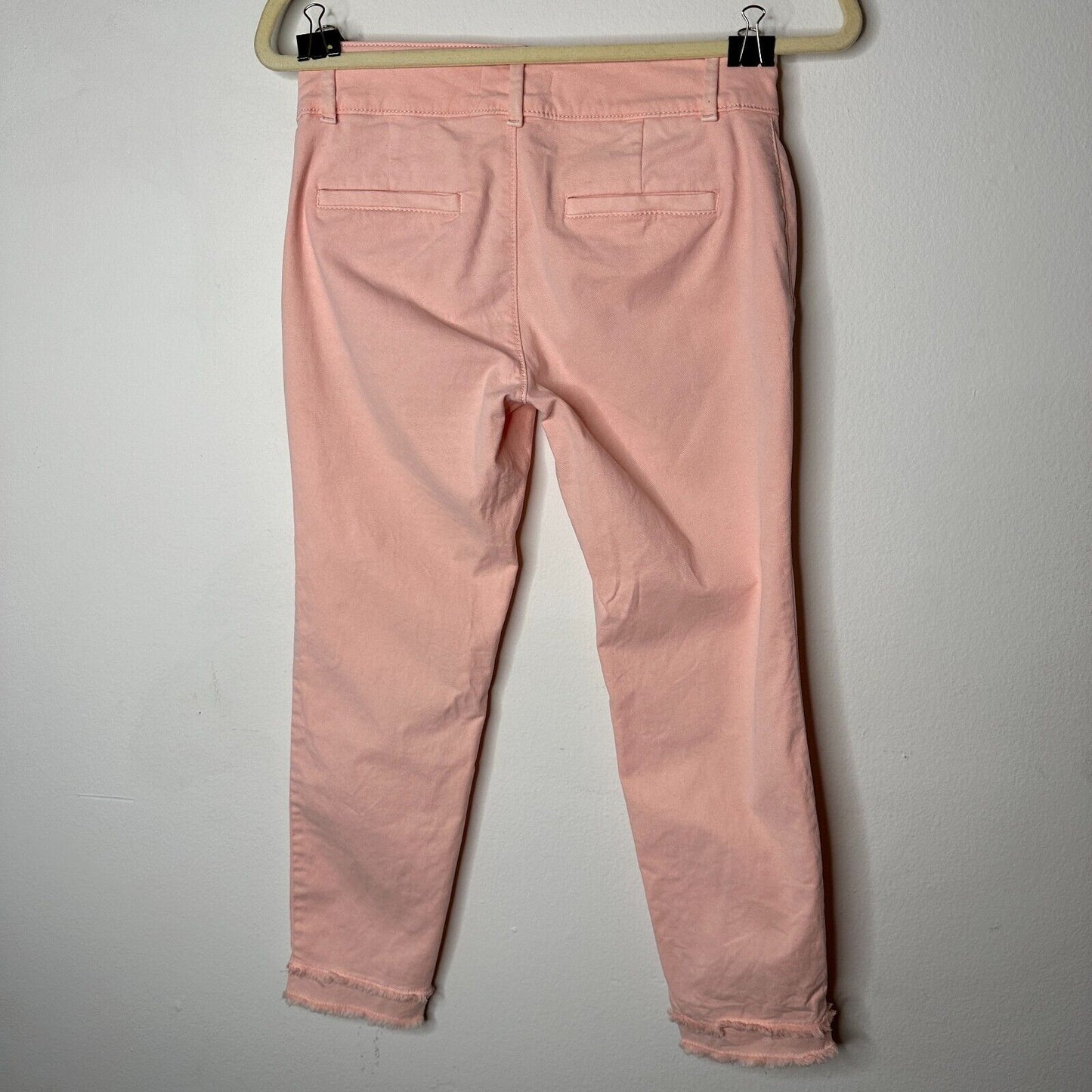 Loft Pastel Pink Peach Cute Double Frayed Skinny Crop Pant Chino Zip 00P