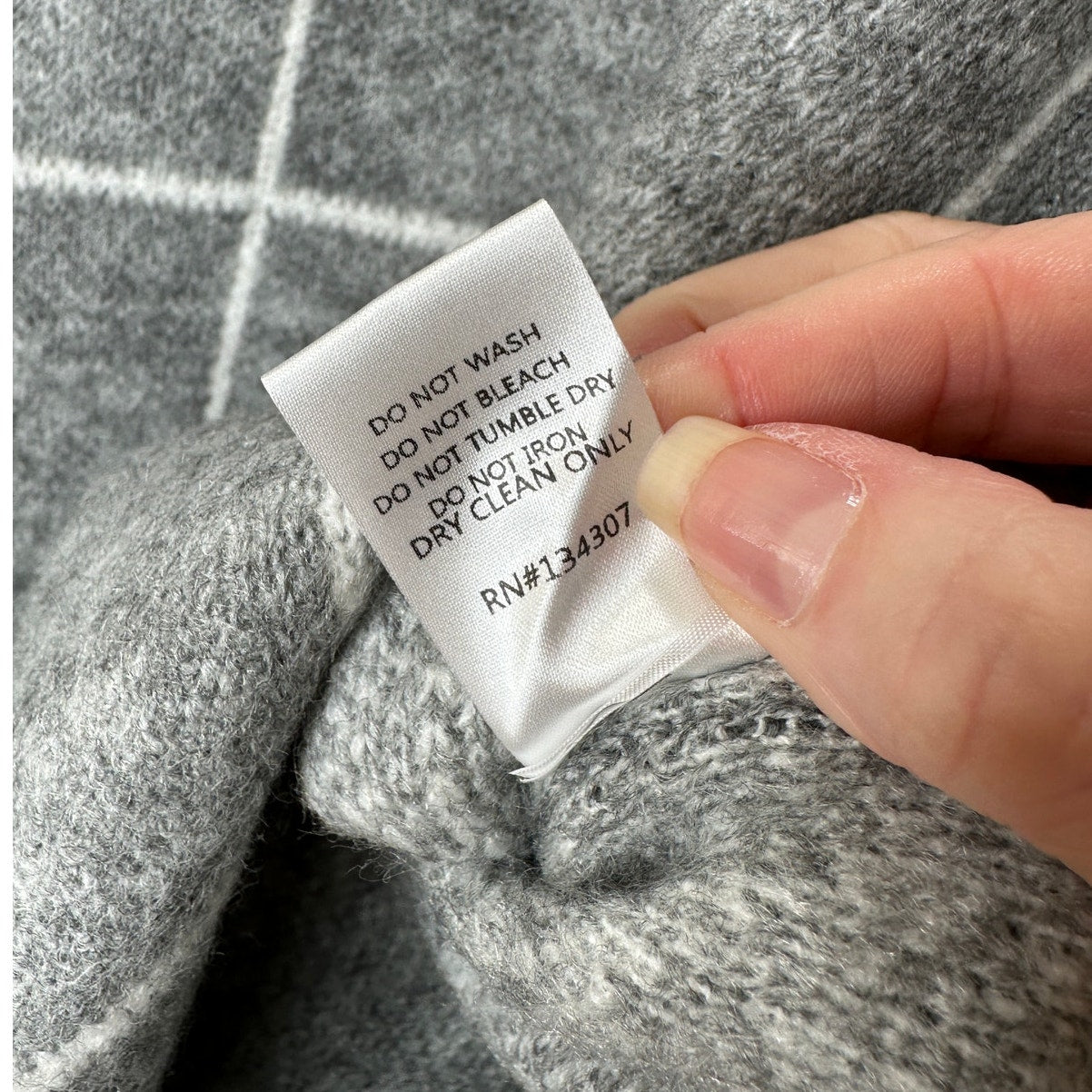 NWT Lumiere Gray & White Windowpane Cowl Neck Sweater S