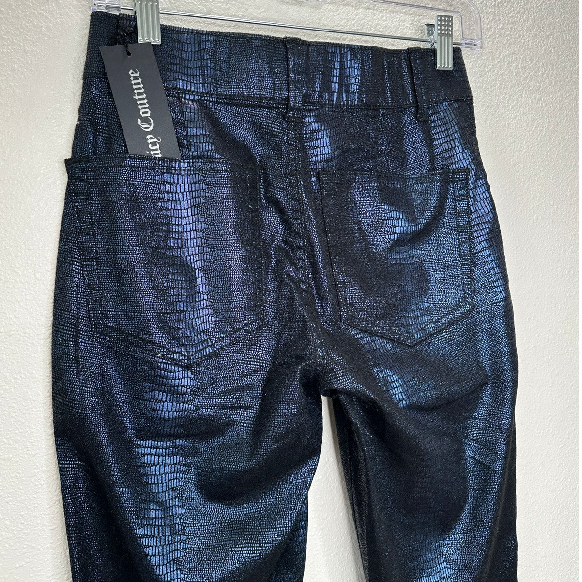 NWT Juicy Couture Navy Black Metallic Snake Print Pull On Jegging 26