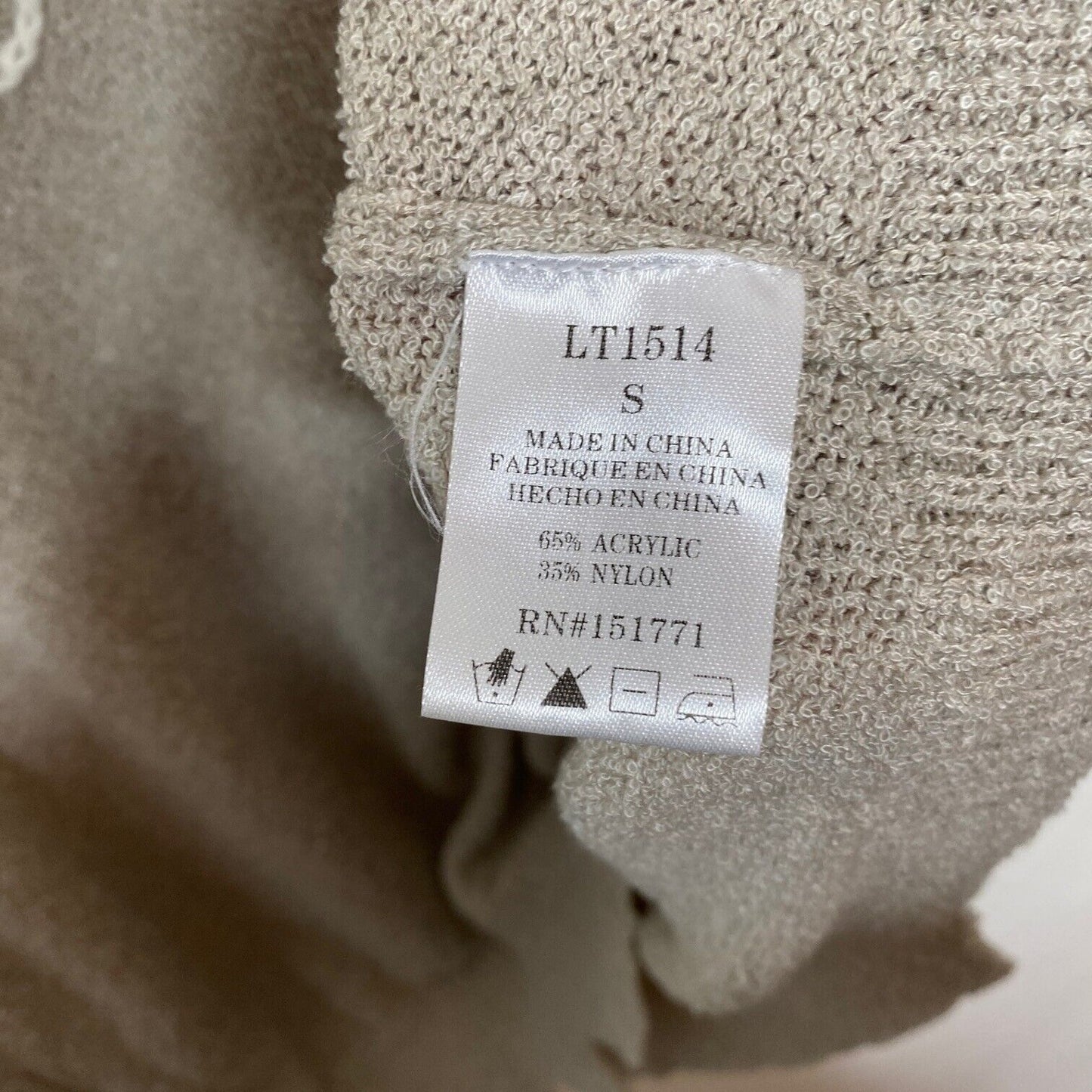 William B Taupe Bonjour Embroidered Oversize Distressed Sweater Long Sleeve S