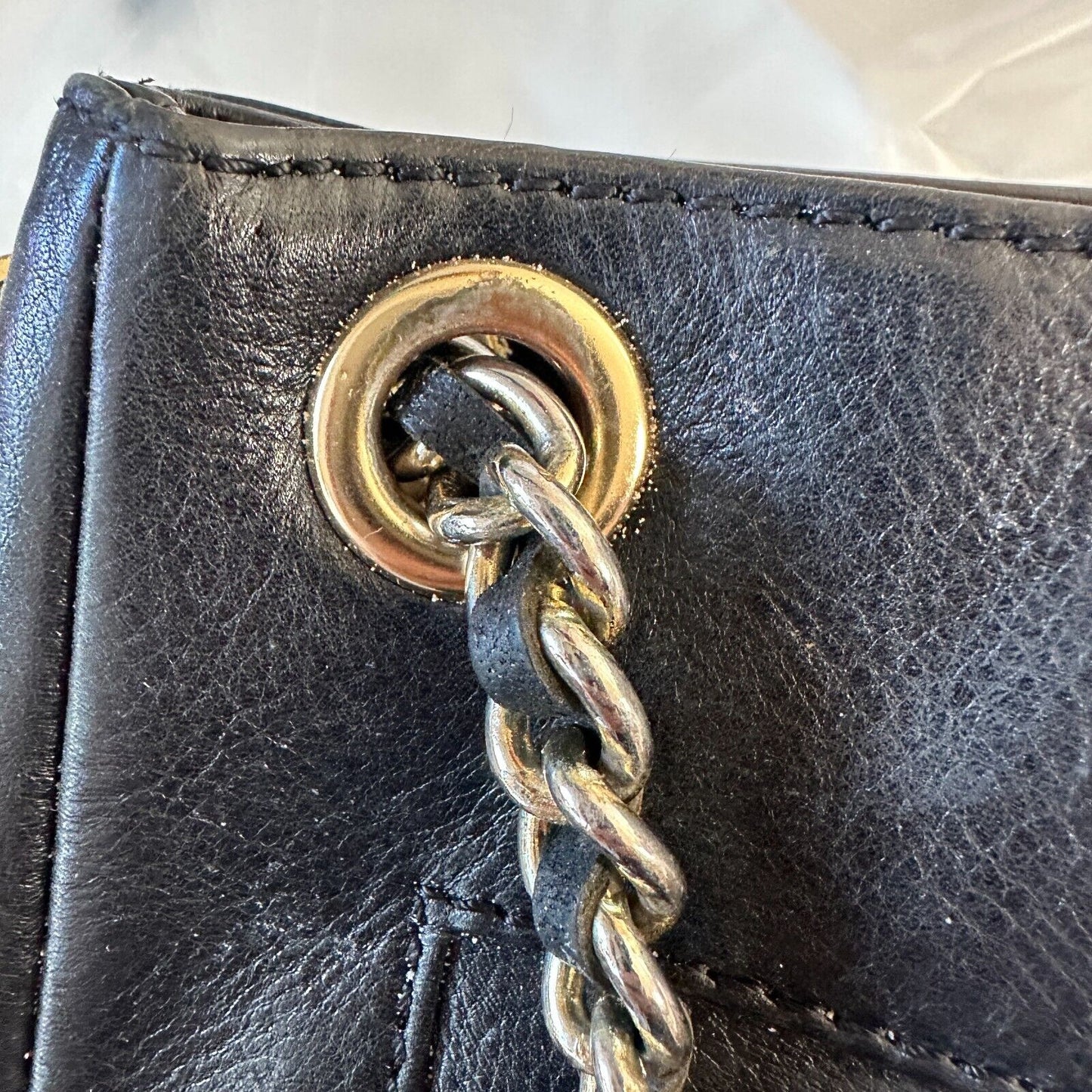 Rebecca Minkoff Black Leather Shoulder Bag Purse with Gold Hardware Chain Strap