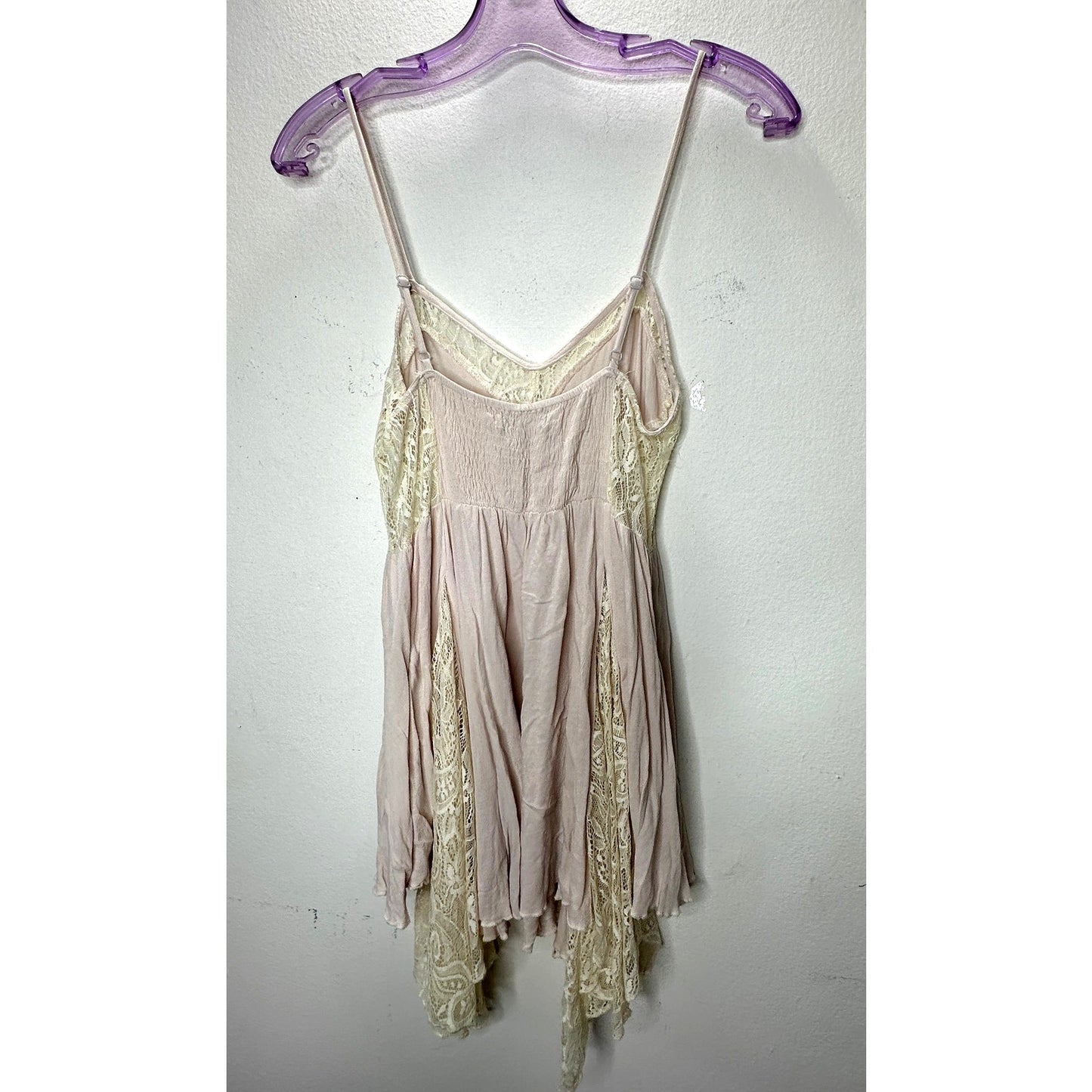 Catch Me Light Pink & Cream Lace Babydoll Mini Dress Small