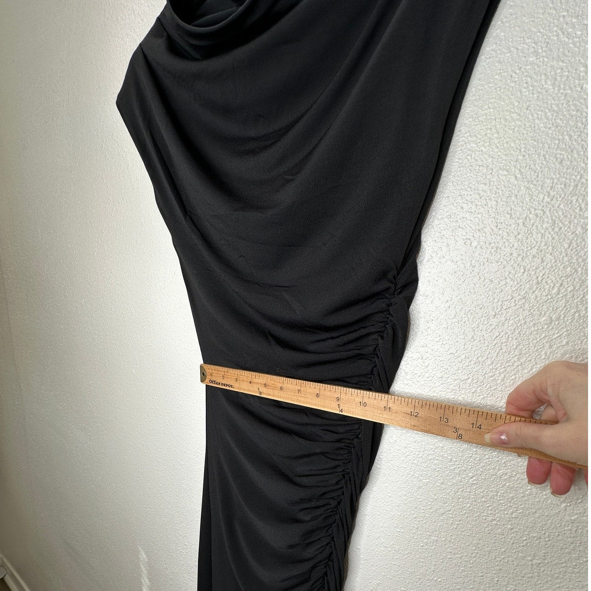 VICI Black Elisabeth Mock Neck Cap Sleeve Side Slit Ruched Midi Dress XS