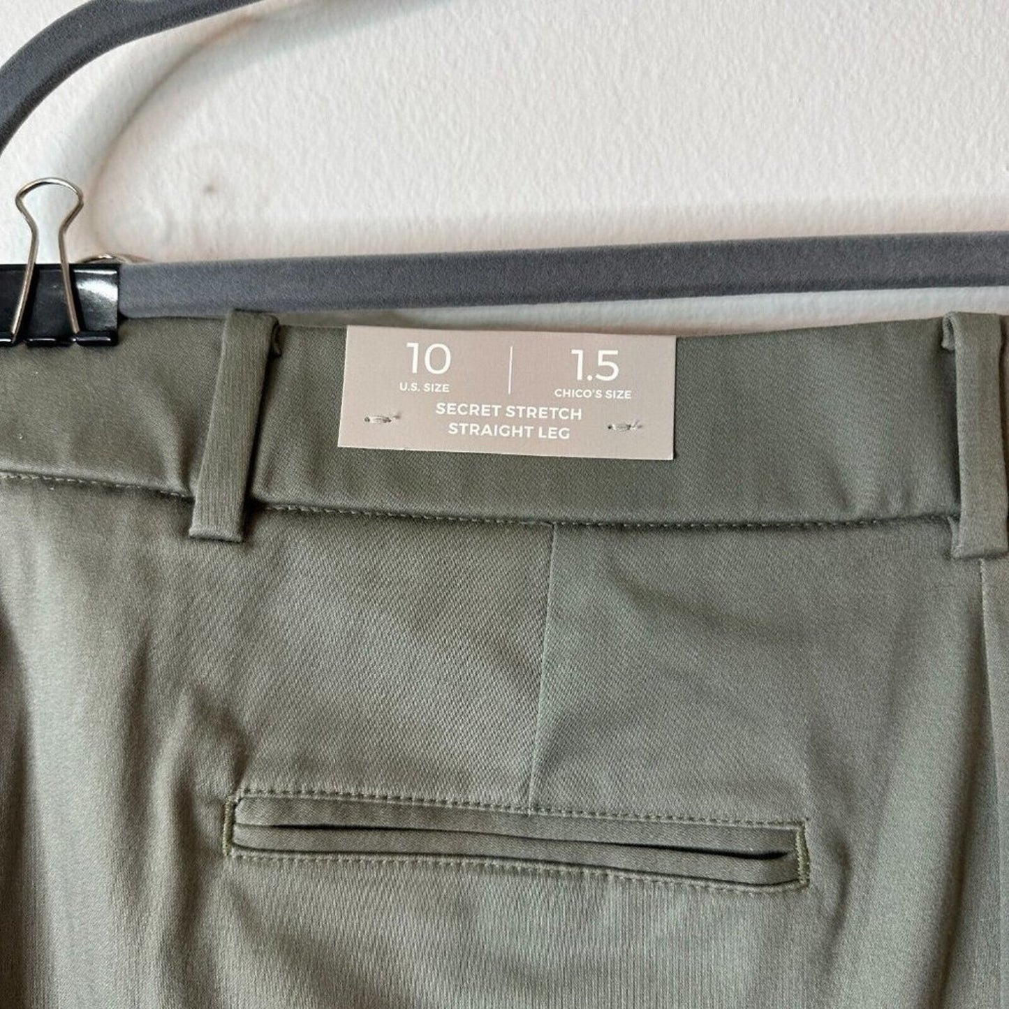 NWT Chico's Secret Stretch Straight Leg Cuffed Crop Pant Vetiver Olive Gray 10