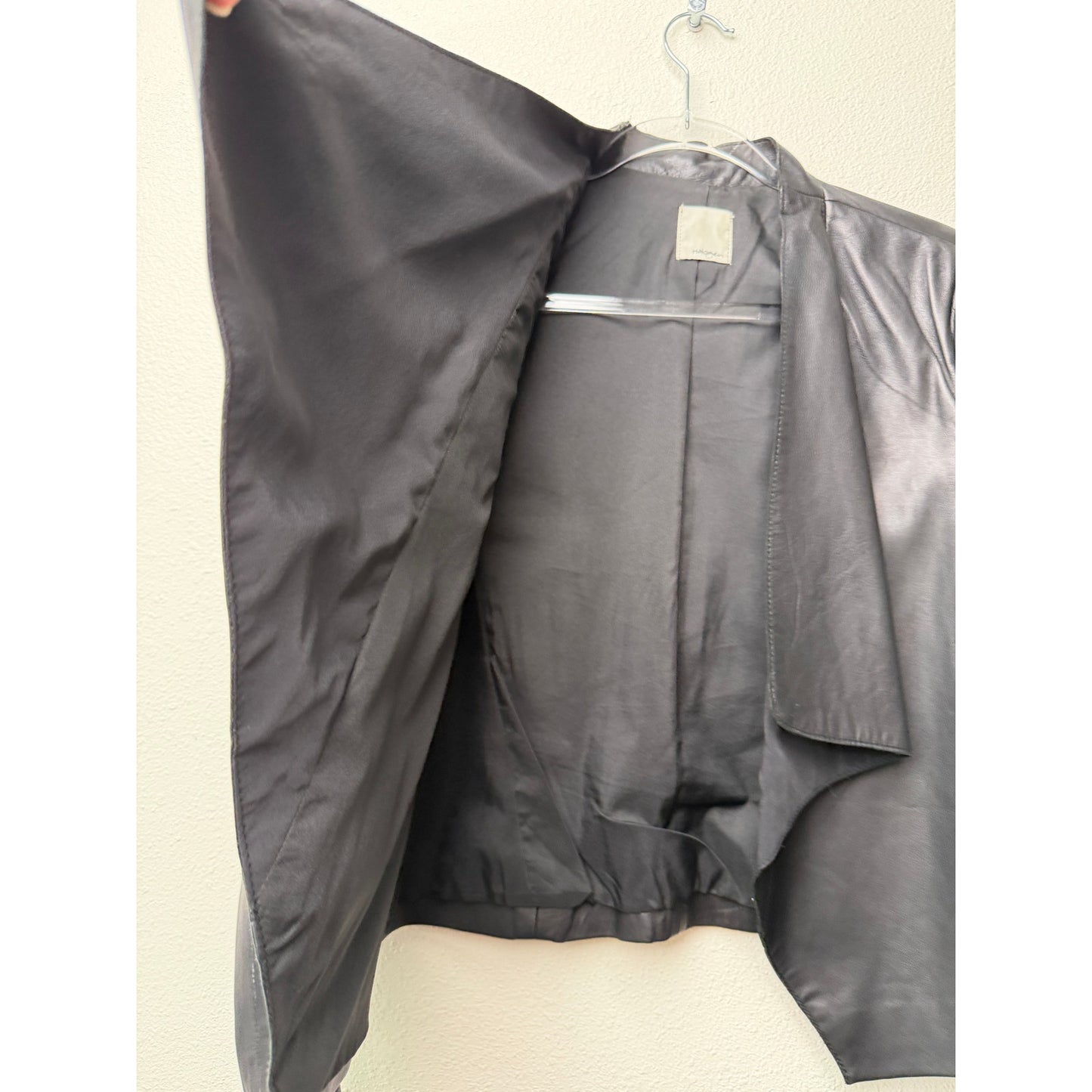 Halogen Black Leather Open Front Jacket Women's M