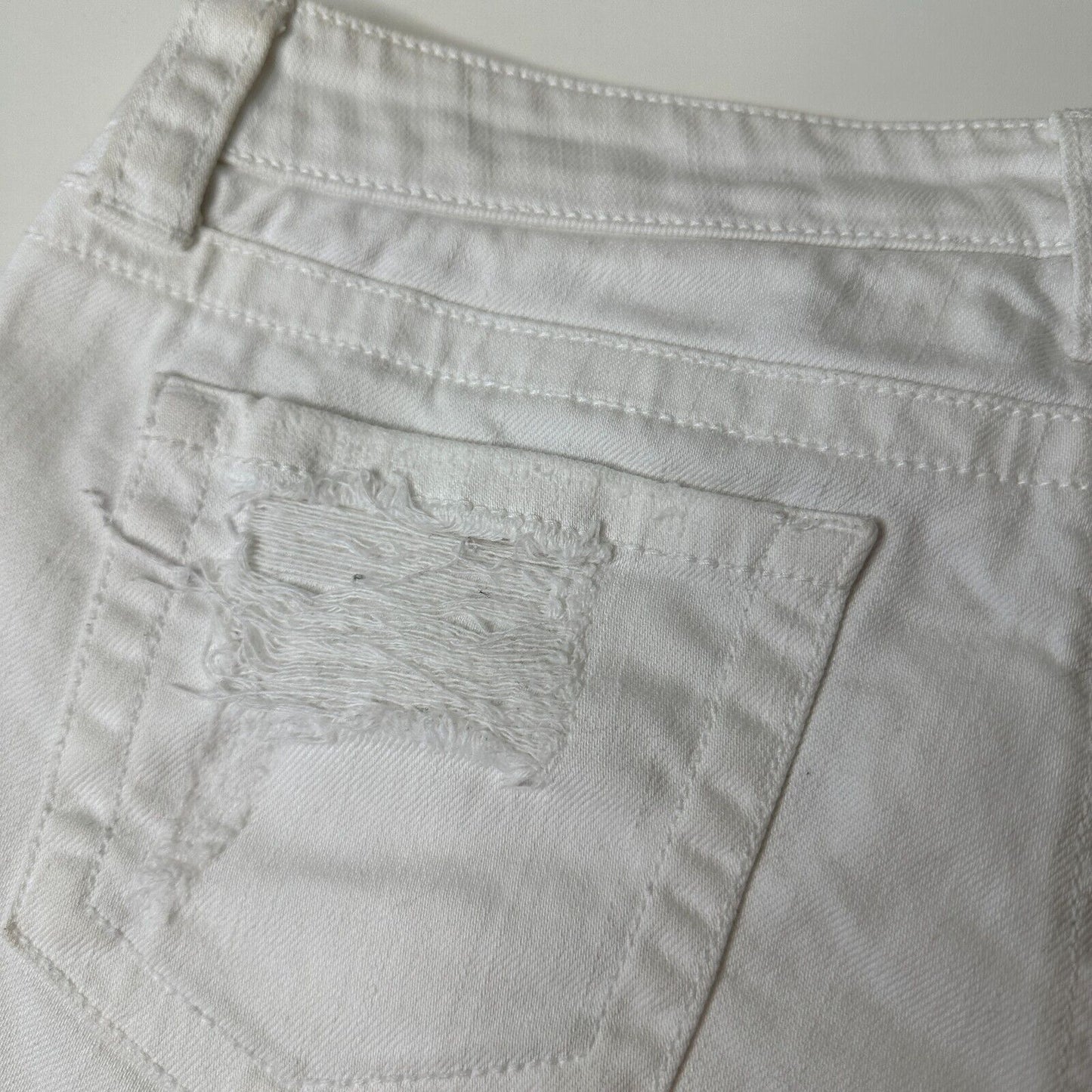 Adore Your Denim SPJ White Distress Denim Jean Shorts Raw Edge