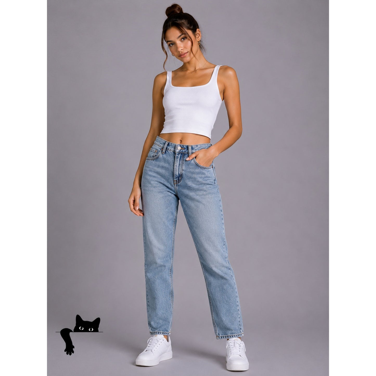 John Galt Brandy Melville Light Blue Wash Slightly Distressed Mom Jeans Small