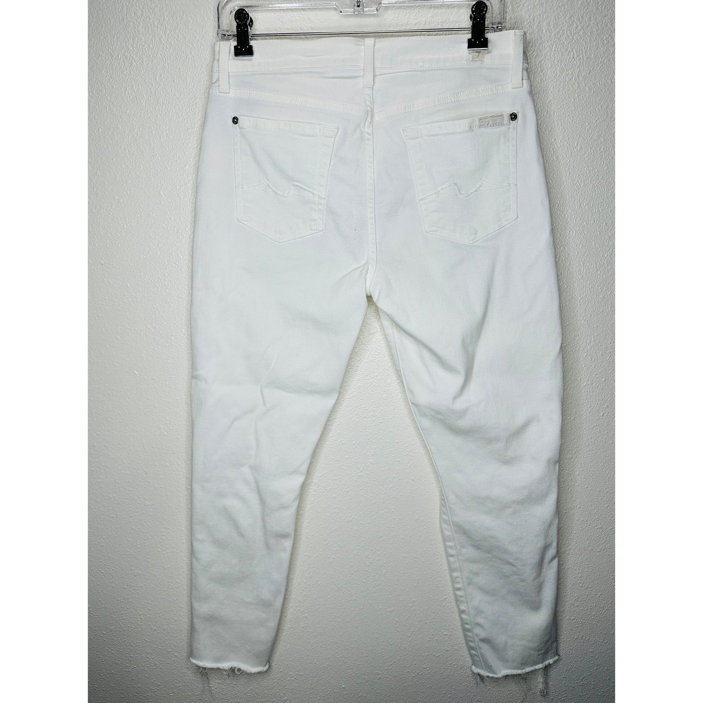 7 For All Mankind White Distressed Raw Hem Gwenevere Jeans 30