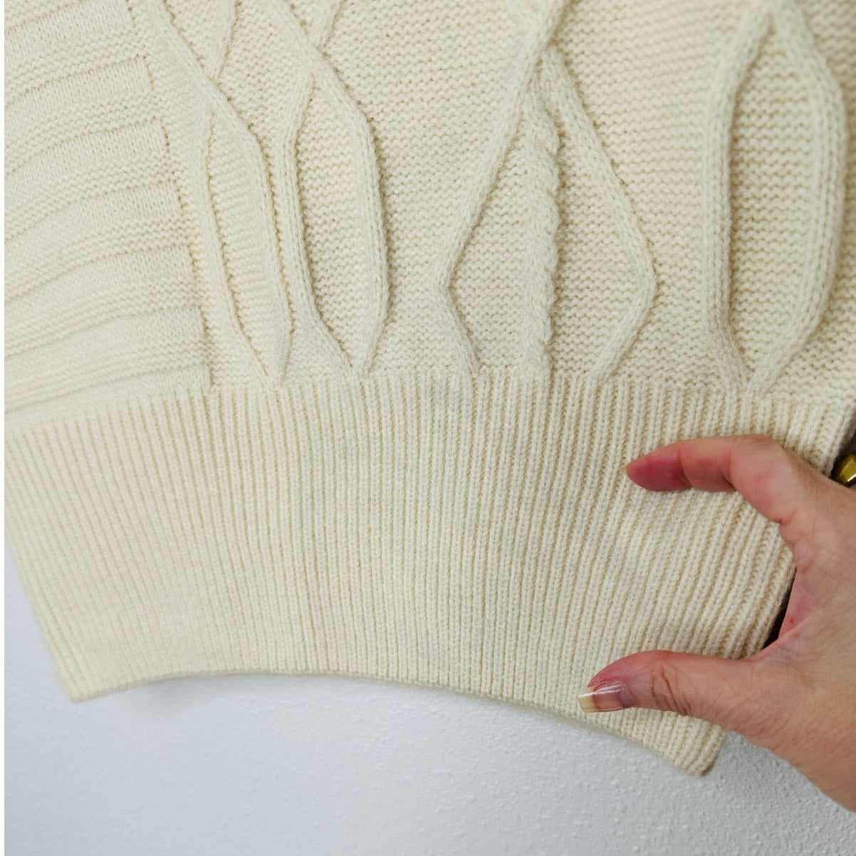 Emory Park Cream Mock Neck Geometric Knit Sweater Vest S