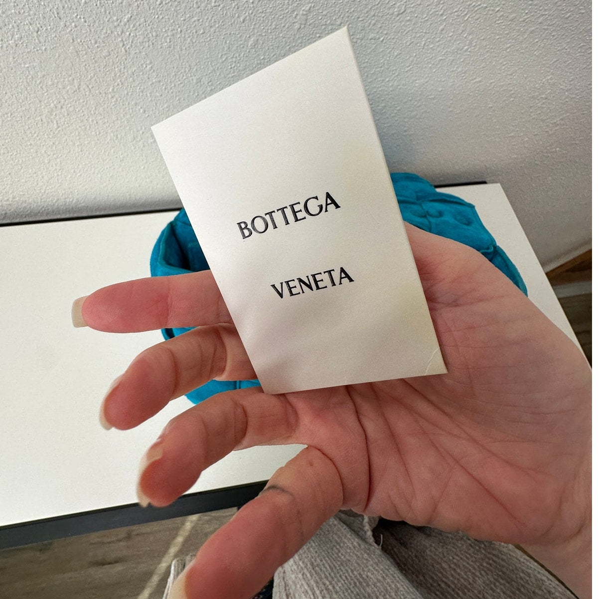 NWOT Bottega Veneta Chain Cassette Bag – Turquoise Suede with Gold-Tone Chain