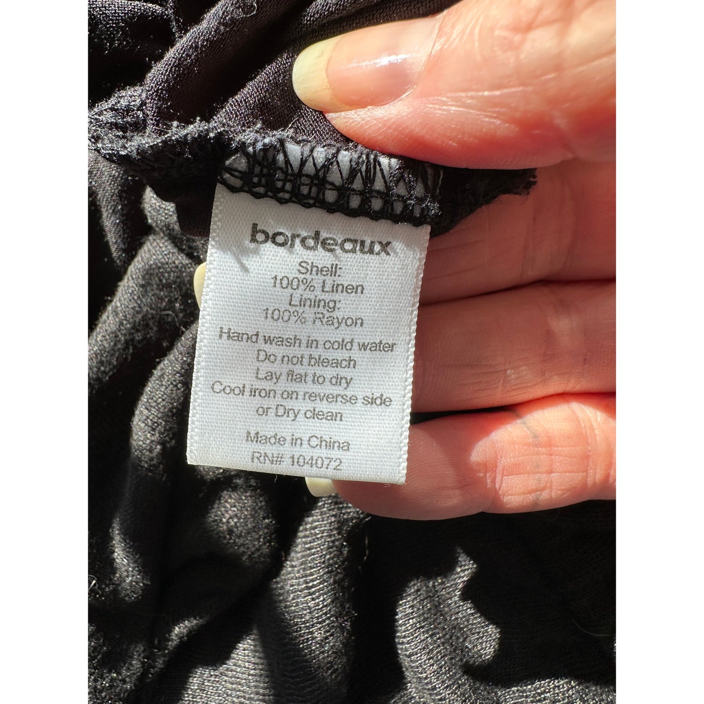 Bordeaux Black Strapless Linen Maxi Dress Ruched Bust Women’s S