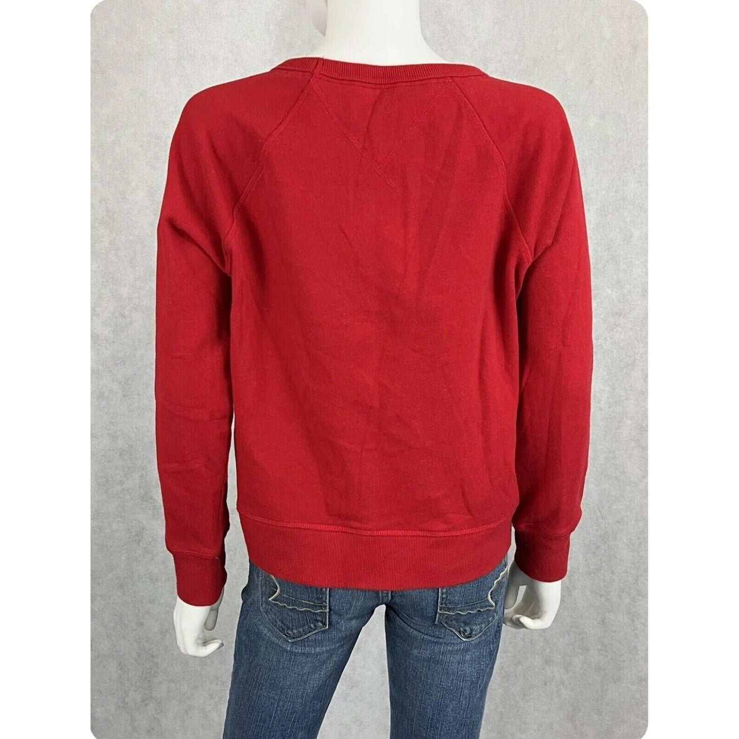 Tommy Hilfiger Sport Red Round Neck Big Logo Sweatshirt Thumbhole Sleeves XL