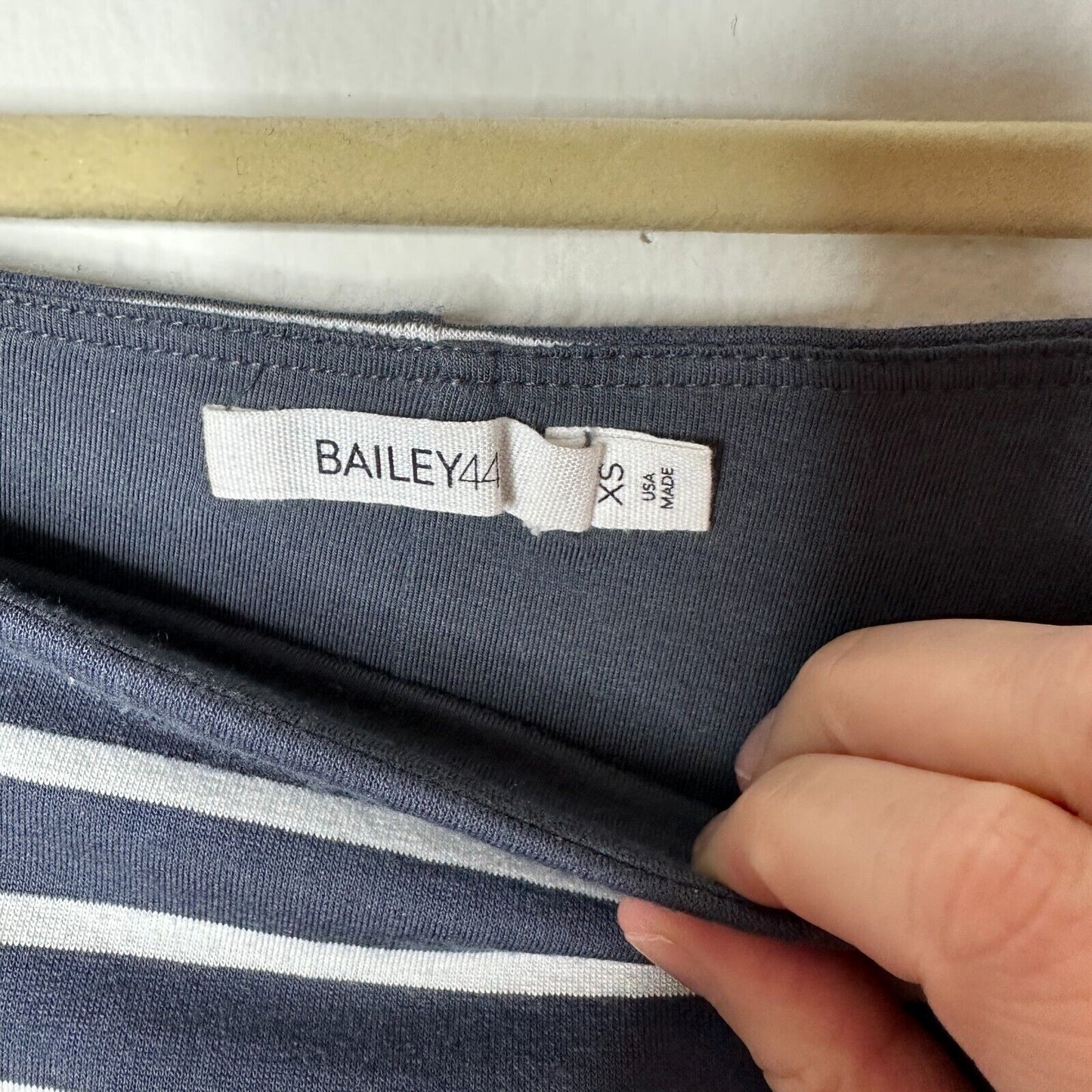 Bailey 44 Gray & White Stripe Bianca Knit Jersey High Waist Below Knee Skirt XS