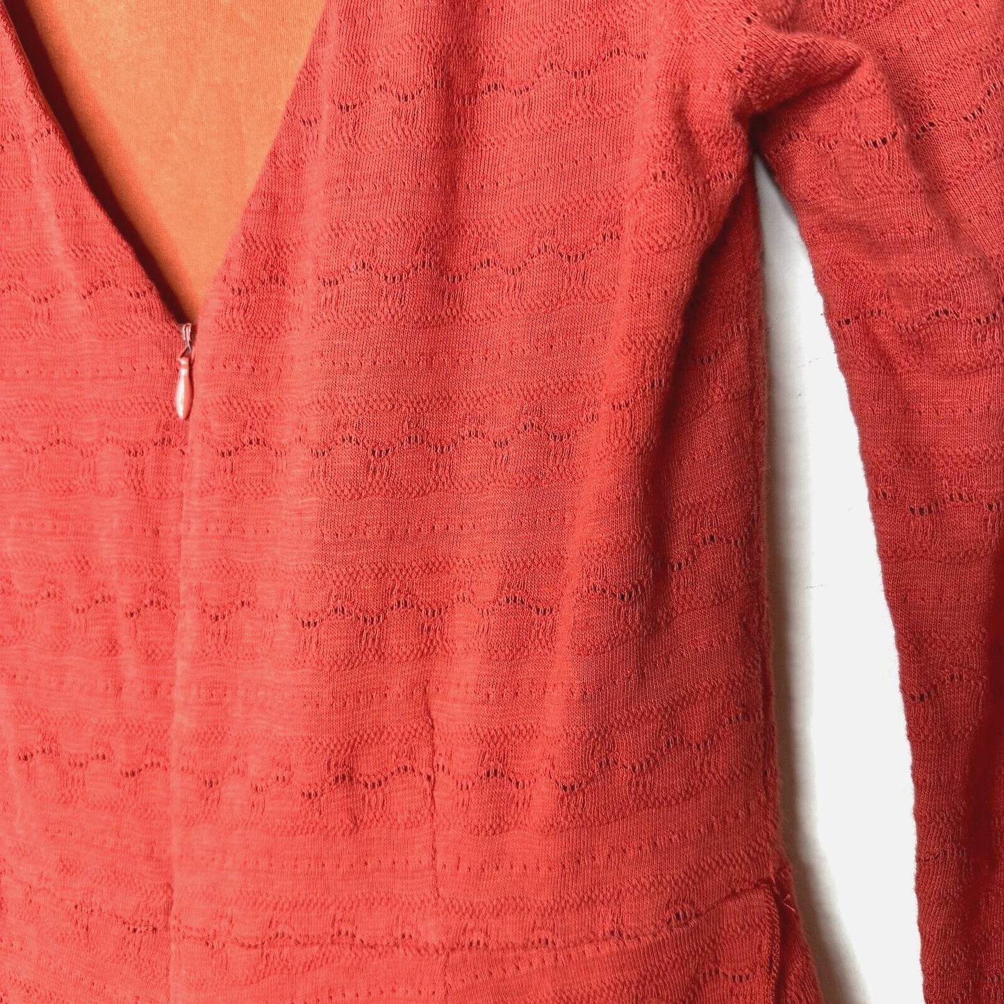 Ark & Co Salmon High Neck Long Sleeve V Back Zip Embroidered Zip Romper S