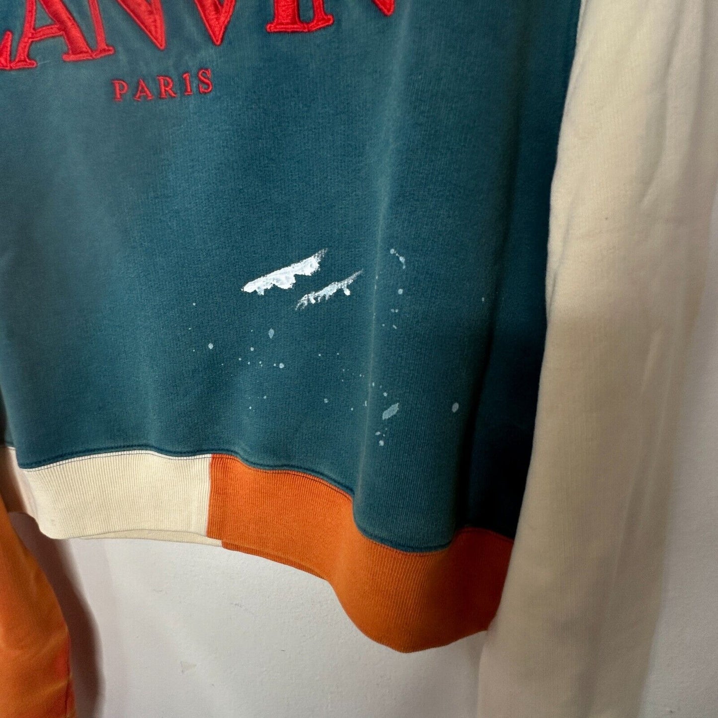 Gallery Dept. x Lanvin Orange Cream & Teal Long Sleeve Logo Art Sweatshirt S