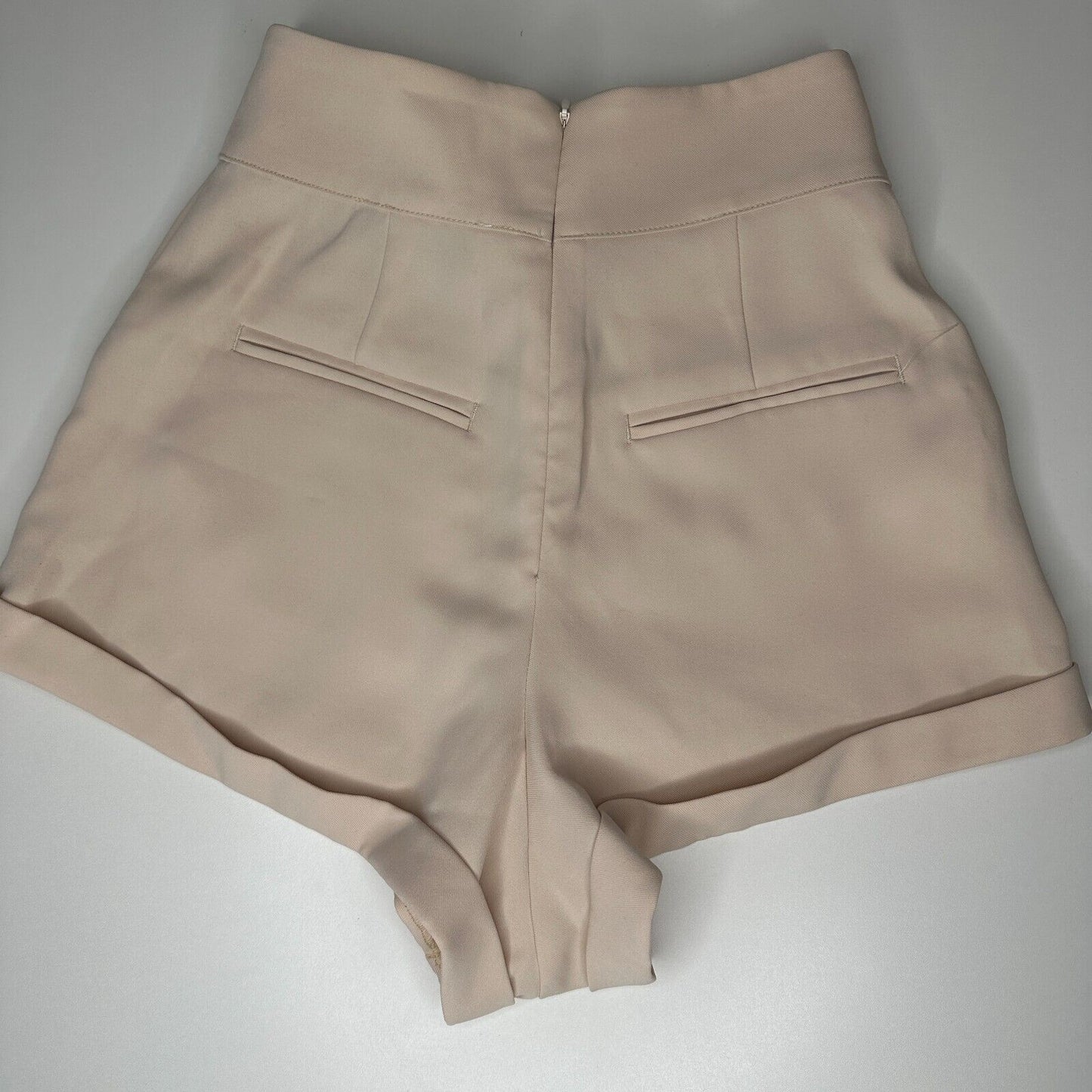 NWT L'Academie Tan Romance Shorts Cuffed Zip Back Front Grommet Lace-Up XS