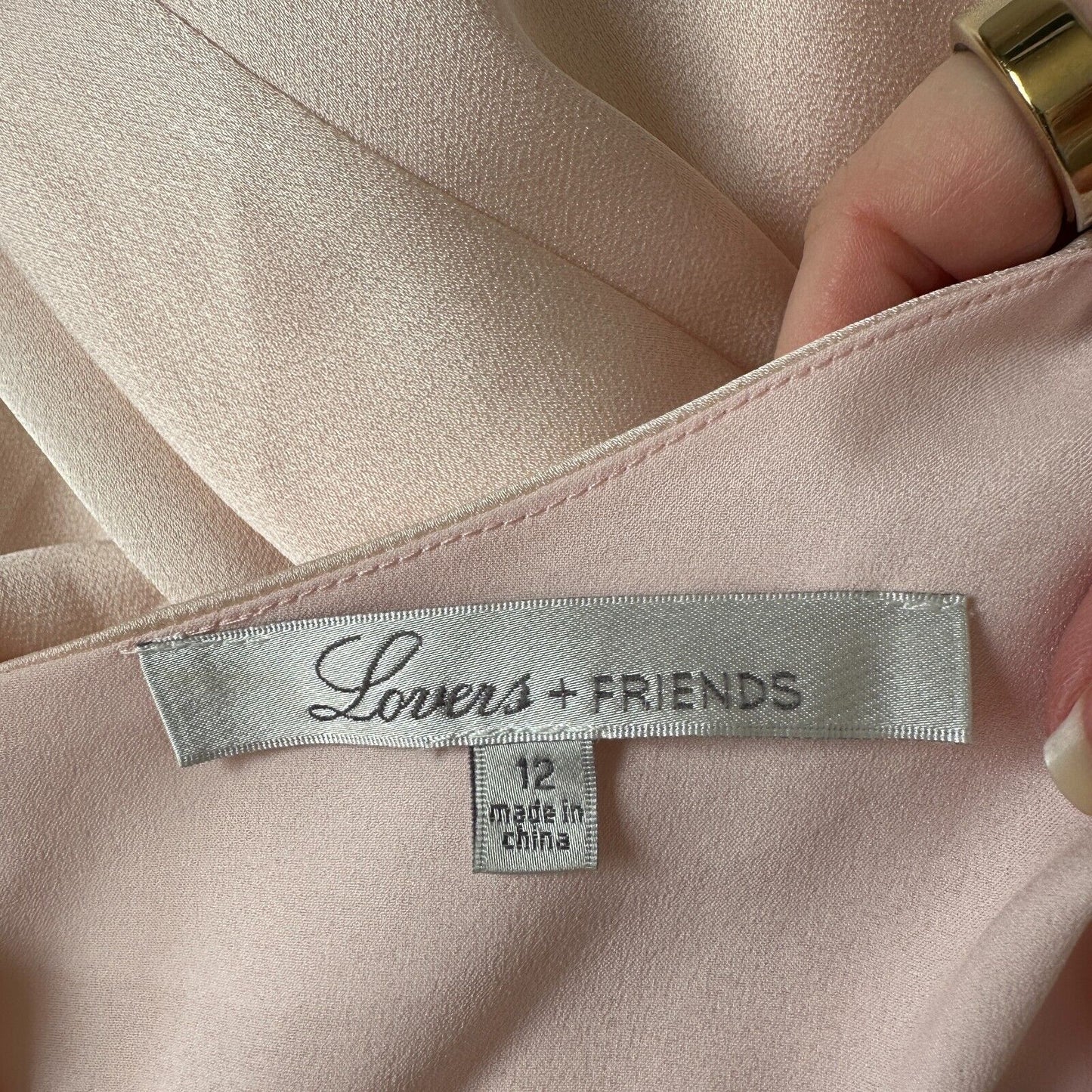 NWT Lovers + Friends The Slip Satin Maxi Dress Pink-Champagne Lined Back Button