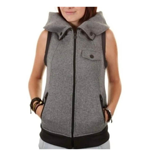 Burton Gray & Black Dry Ride Starr Hooded Zip Snowboard Vest M