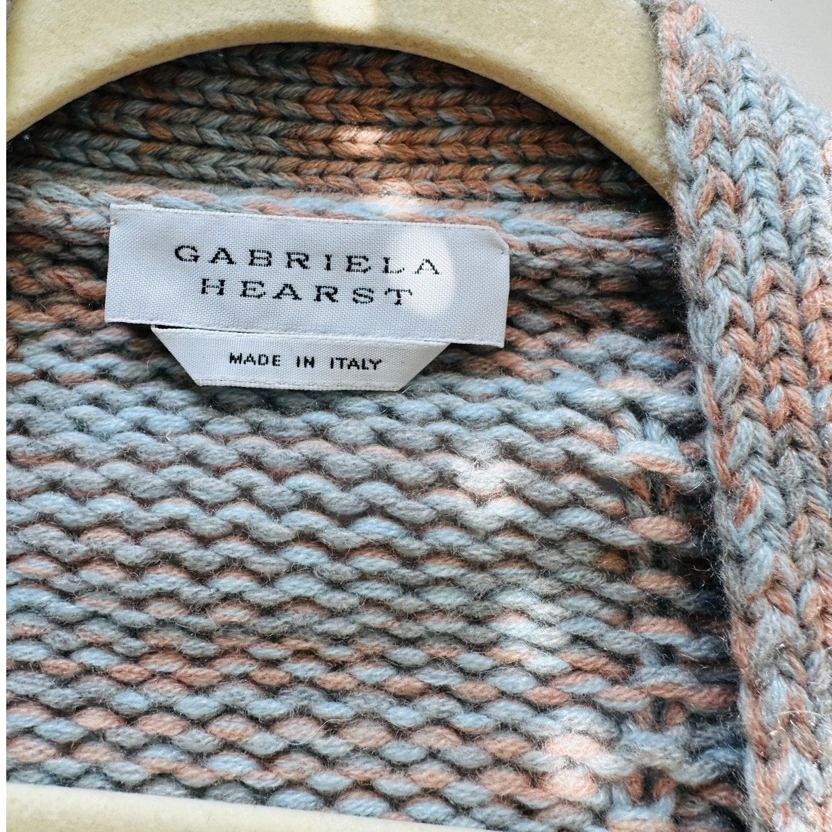 Gabriela Hearst Aguirre Blue Peach Cable Knit Cashmere Cardigan Sweater Large