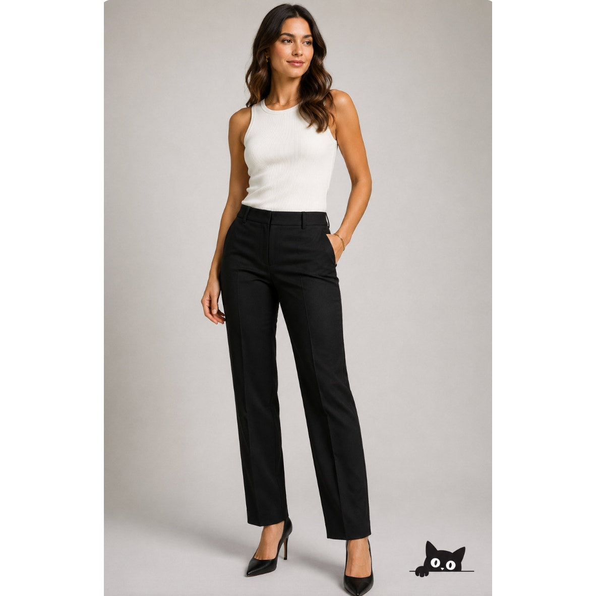 Club Monaco Jet Black Pressed Front Crease Straight Leg Trouser Pant Pockets 8