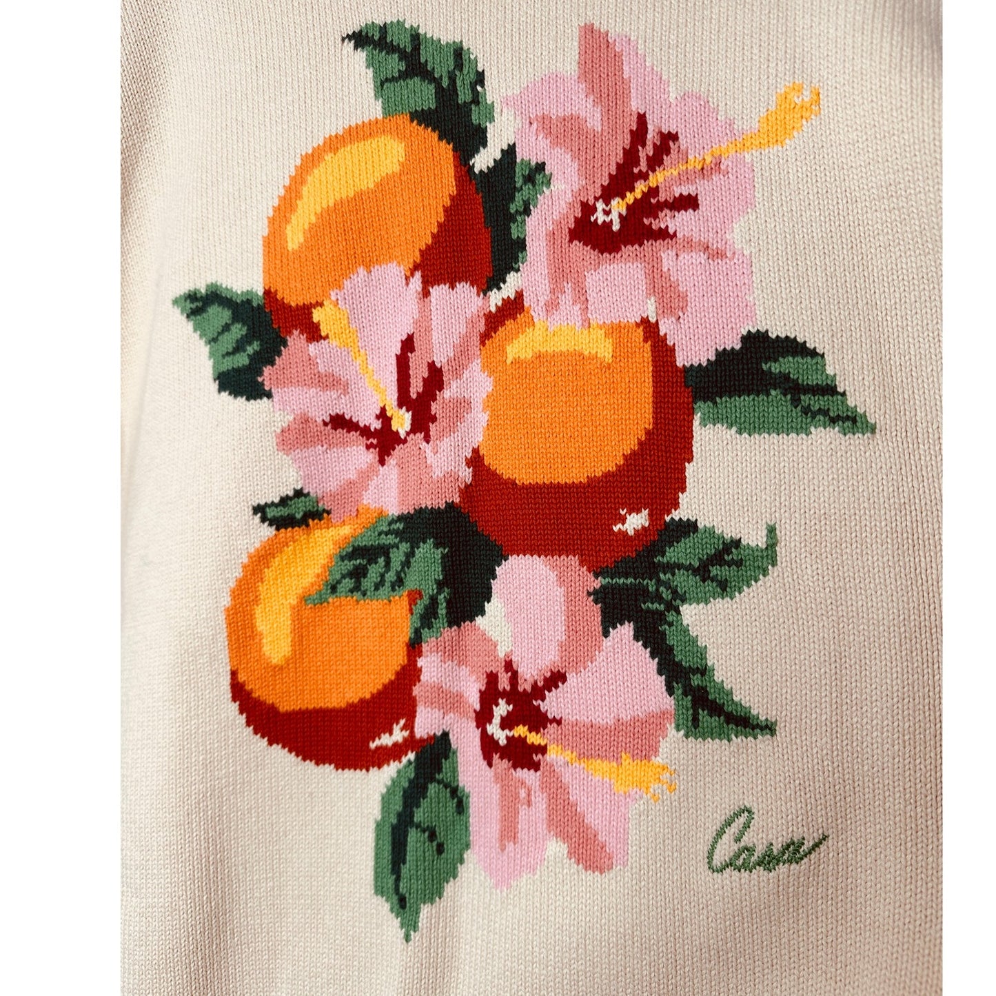 NWT Casablanca Cream Kapalia Oranges Graphic Intarsia Knit Sweater XXL