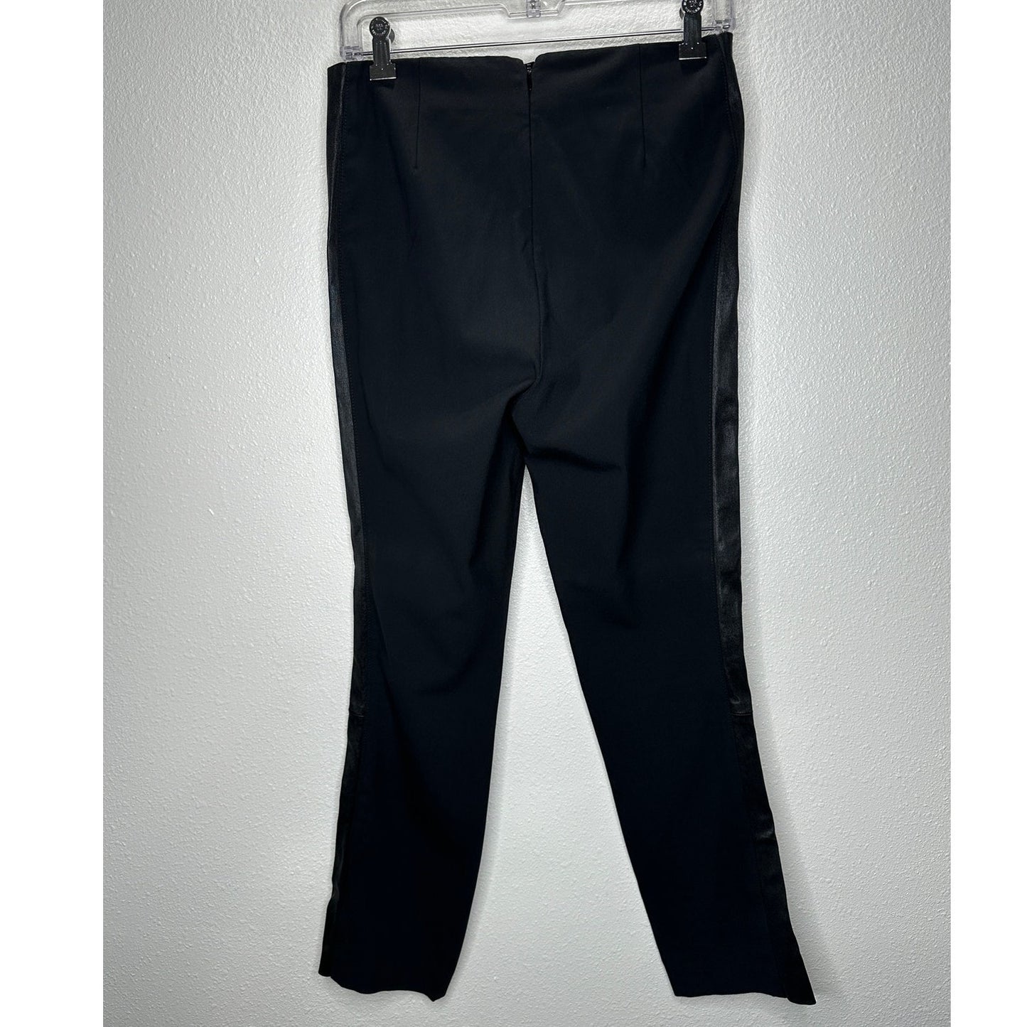 Rag & Bone Black Lamb Leather Side Stripe Back Zip Stretch Pants 8