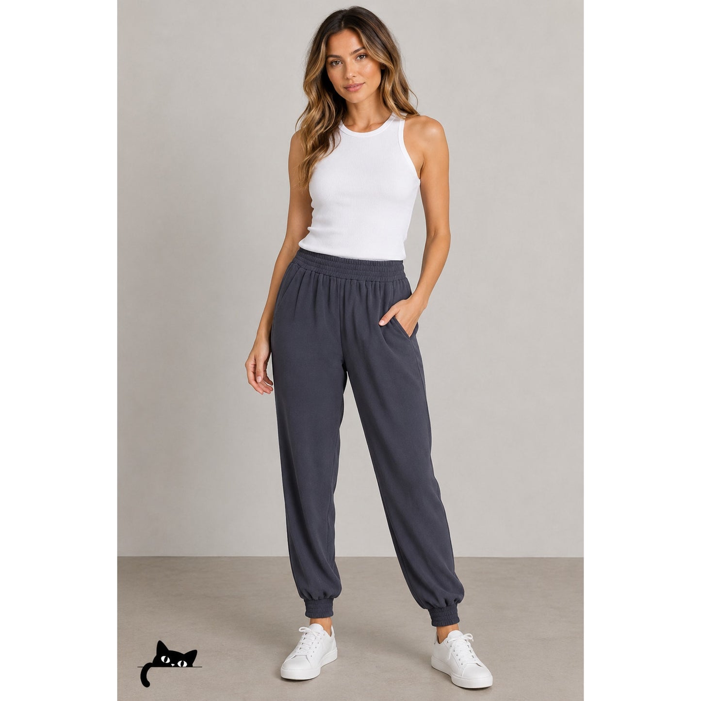Joie Slate Pull On Elastic Waist Pocket Jogger Pants Cuffed Hem Small