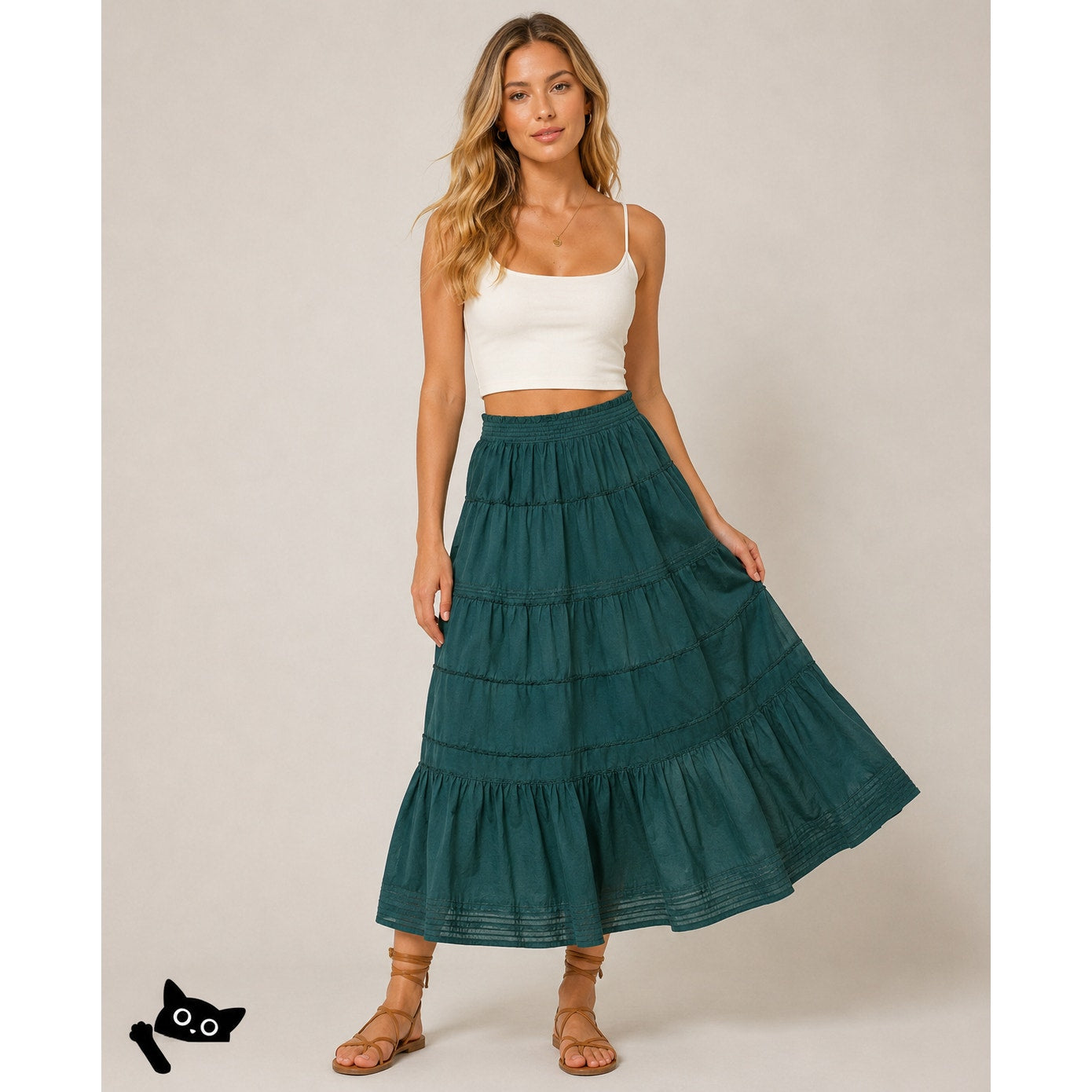 Ulla Johnson emerald green tiered prairie skirt women’s 6 silk-cotton lined