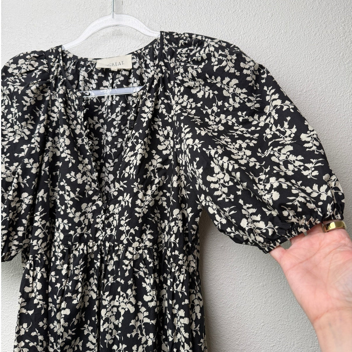 The Great Dress Black Ivory Floral Midi Women US 0 Button Front
