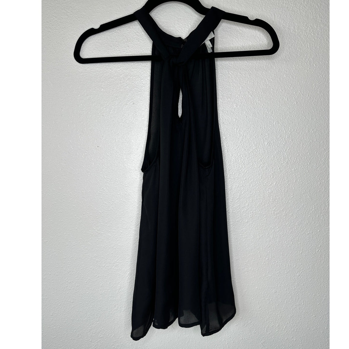 Joie Black Sheer Twist Open Racerback Keyhole High Neck Tank Top S