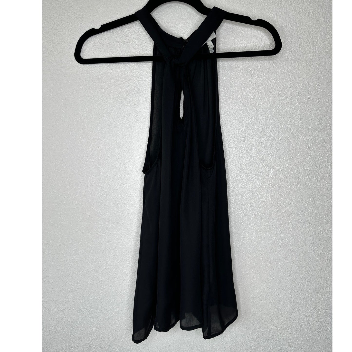 Joie Black Sheer Twist Open Racerback Keyhole High Neck Tank Top S